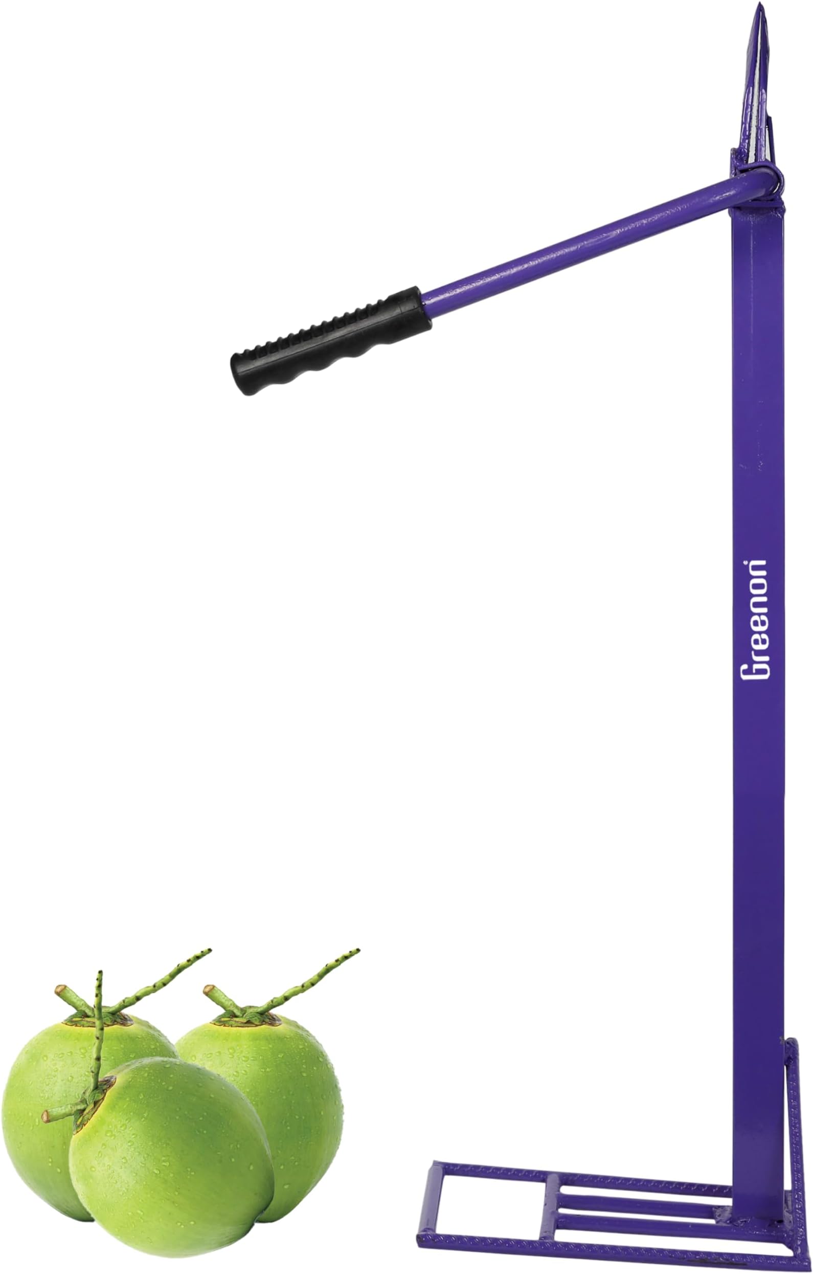 GREENON® Coconut Husk Peeler with Handle Grip | Medium Weight 2.3 Kg Naral Solini | Manual Coconut Outer Shell Extractor | Powder Coated Metal | Heavy Duty Dehusker Machine | Purple