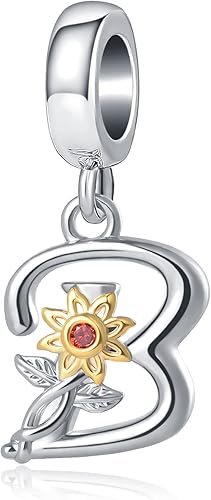 Abalorios con inicial de letra A-Z, girasol, cumpleaños, alfabeto, abalorios, para pulseras, collares