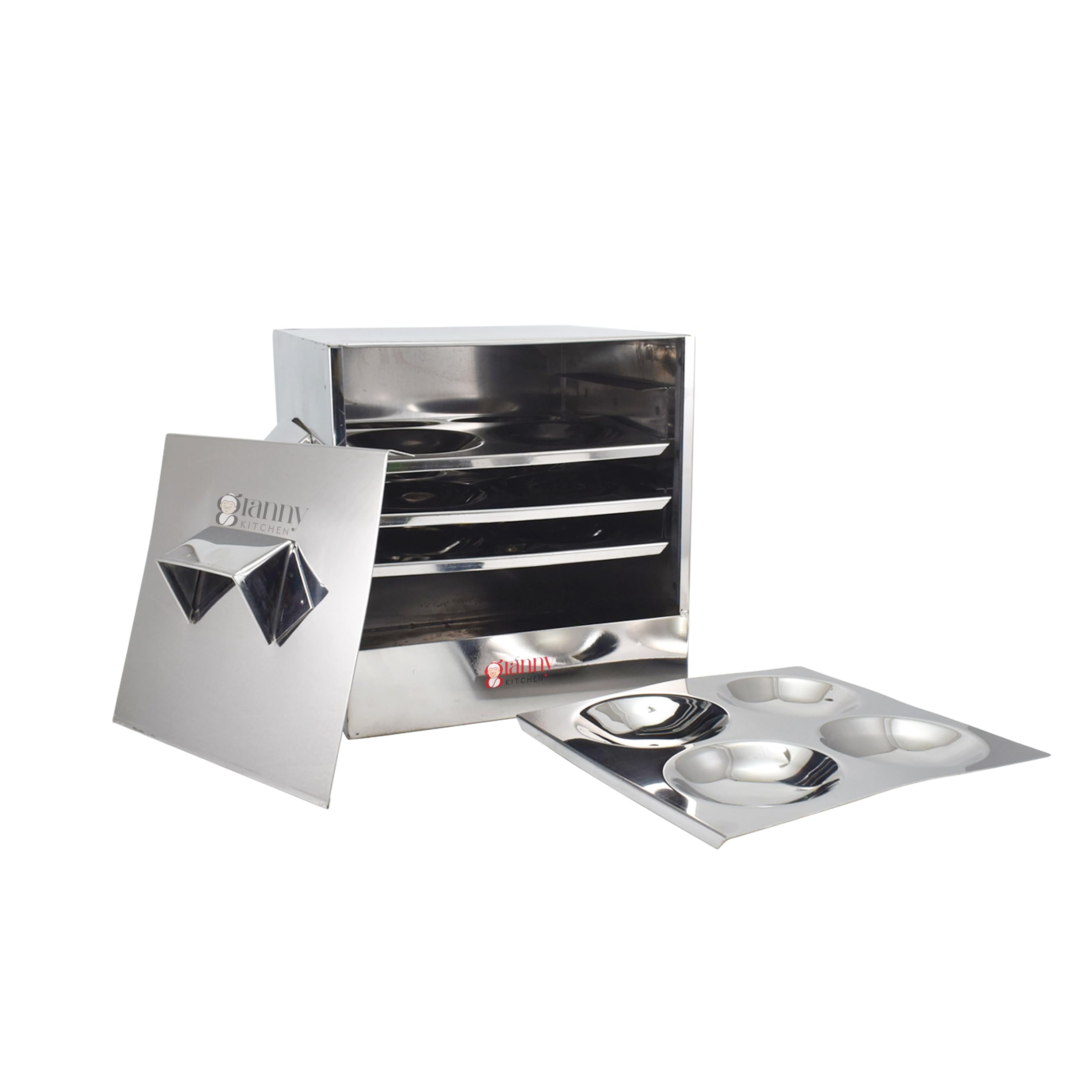 Stainless Steel Idli Cooker/Idli Steamer – Square Box Model | 4 Plate Idli Maker | Heavy-Duty Stainless Steel Idly Maker for Home Use Only | Makes Soft & Fluffy Idlis (Regular)-image-0