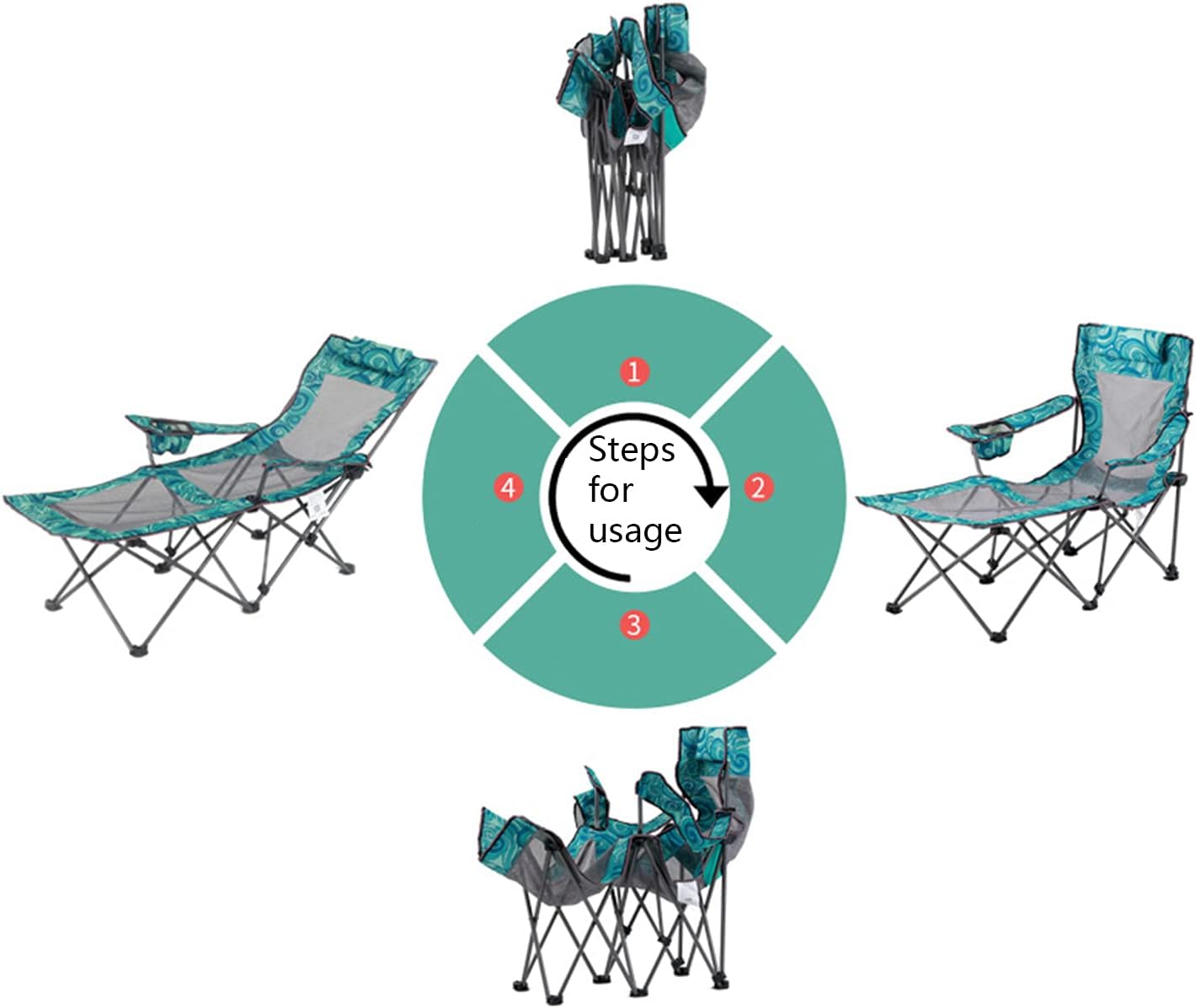 Outdoor Folding Recliner Beach Sun Patio Pool Chaise Lounge Chair, Lounge Chairs for Outside Pool Foldable, Breathable Deck Chair - for Outdoor, Camping, Garden, Patio, Lawn