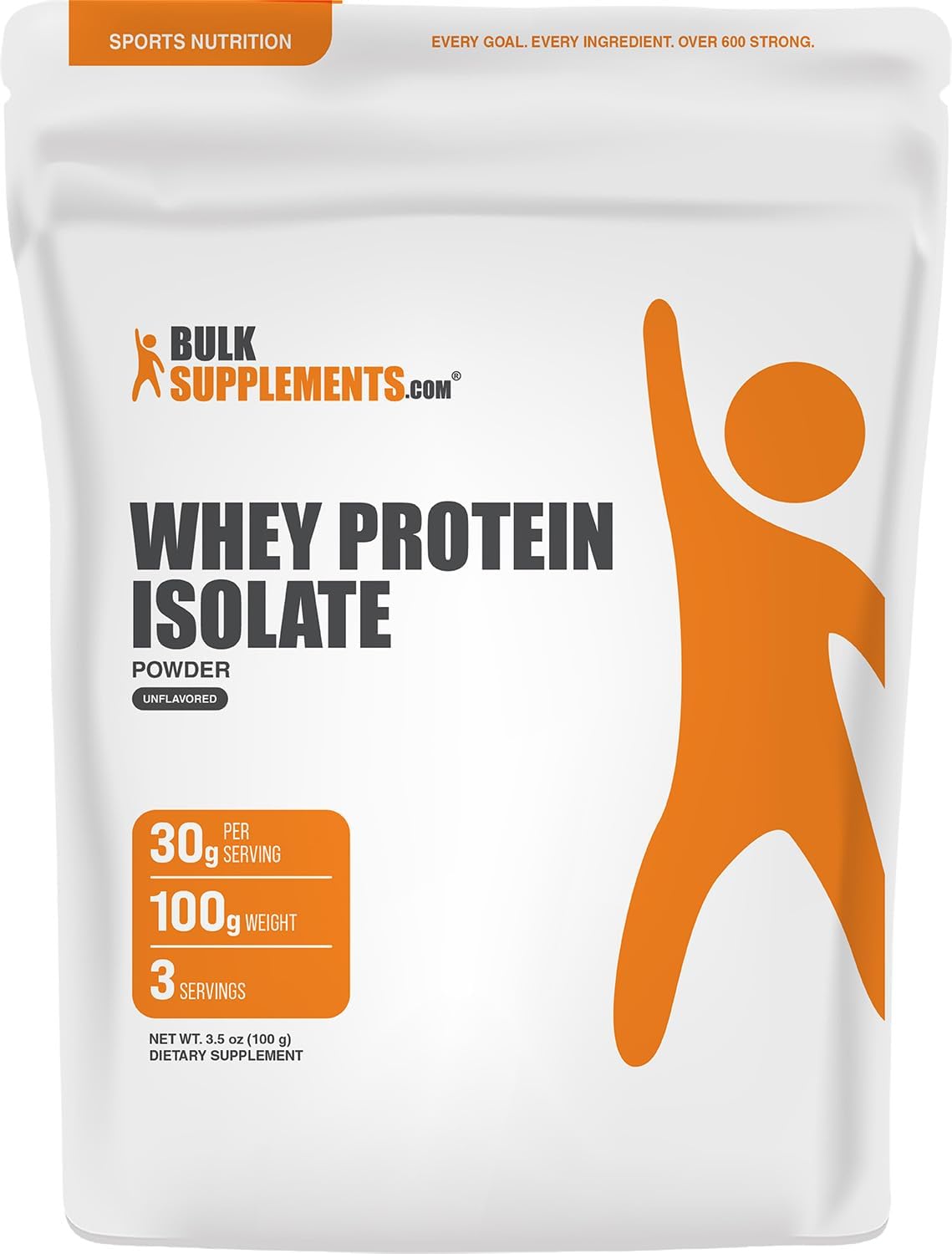 BulkSupplements.com Whey Protein Isolate Powder - Unflavored Whey Protein Powder, Nutritional Supplement - Gluten Free, 30g per Serving, 100g (3.5 oz) (Pack of 1)