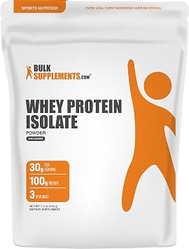 Whey Protein Isolate Powder - Unflavored Whey Protein Powder, Nutritional Supplement - Gluten Free, 30g per Serving, 100g 3.5 oz Pack of 1