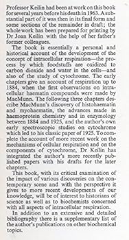 Hardcover The History of Cell Respiration and Cytochrome Book