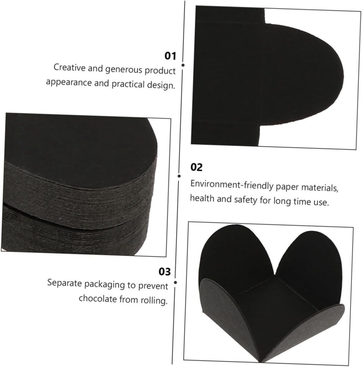 150pcs Black Kraft Paper Chocolate Wrapper Truffle Paper Liners Candy Packing Tray for Party Baking and Decoration