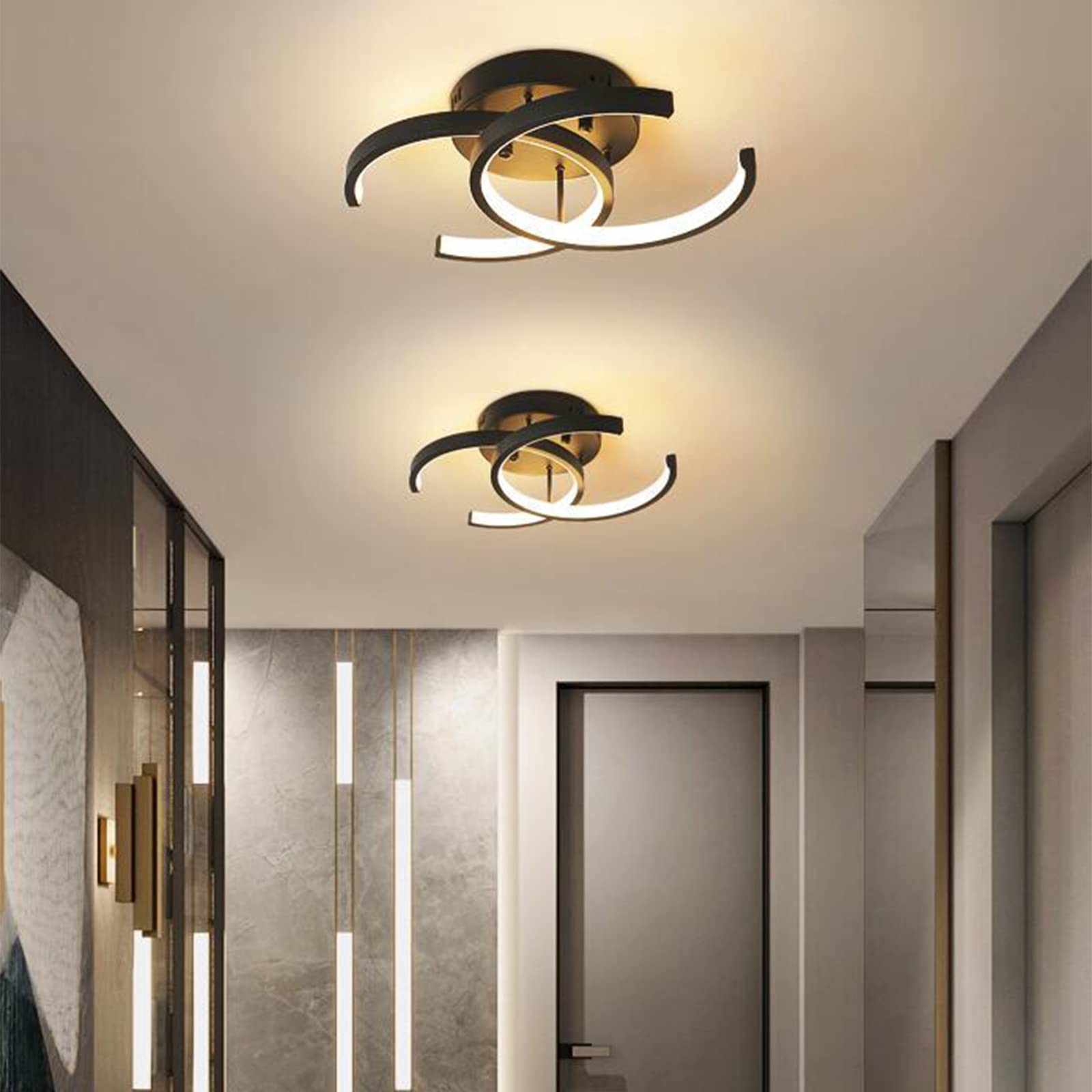 2-punktowe lampy sufitowe LED Nowoczesna lampa sufitowa do montażu podtynkowego Metalowa oprawa sufitowa do salonu Sypialnia Biuro Przedpokój Biały + 3 kolory światła-18W