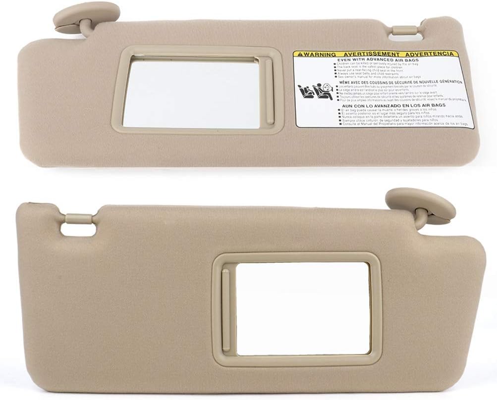 SCITOO Car Sun Visor Assbembly With Mirror Fit For 2005-2014 For Toyota For Tacoma Beige without Sunroof(Left and Right sides)