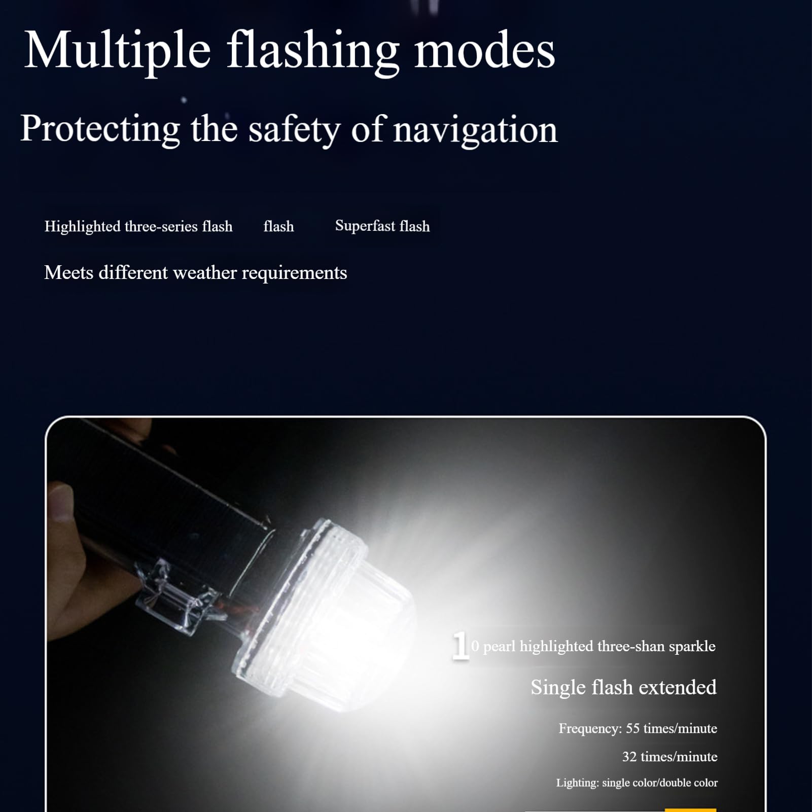 Luce di segnalazione marina, luce alimentata a energia solare, luce per la pesca notturna, luce di segnalazione impermeabile Lampada di controllo luce intelligente Luce marina solare Lampada di