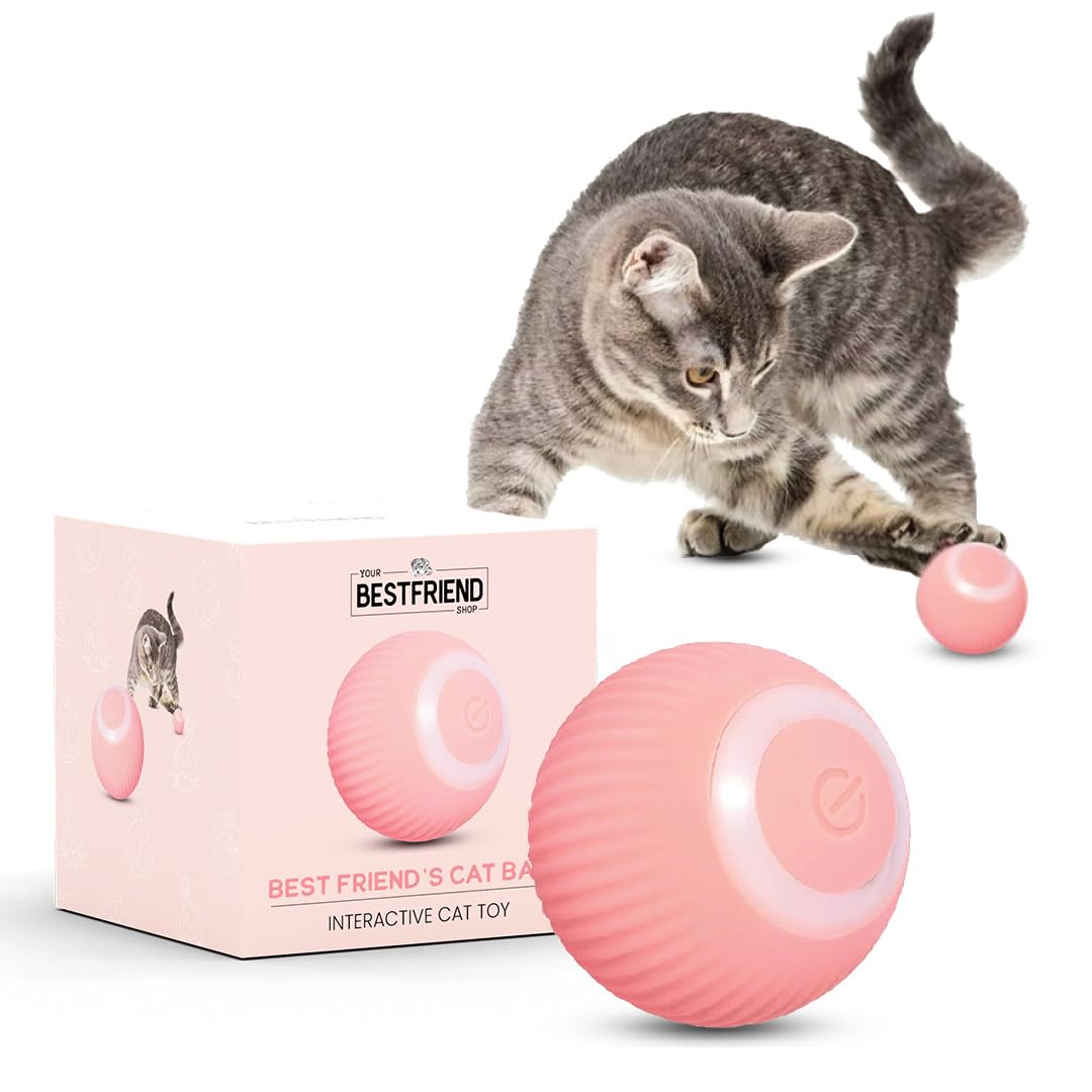 Yourbestfriendshop® Giochi Interattivi per Gatti | Power Ball 2.0 Gatto | Pallina Gatto Automatica | Gioco Gatti Interattivo | Pallina per Gatti che si Muove da Sola | Divertimento Assicurato (Rosa)