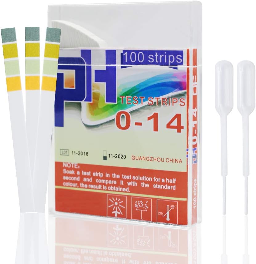 PH Test Strips, Universal (pH 0-14) Acids Bases Test Paper, 100 Strips