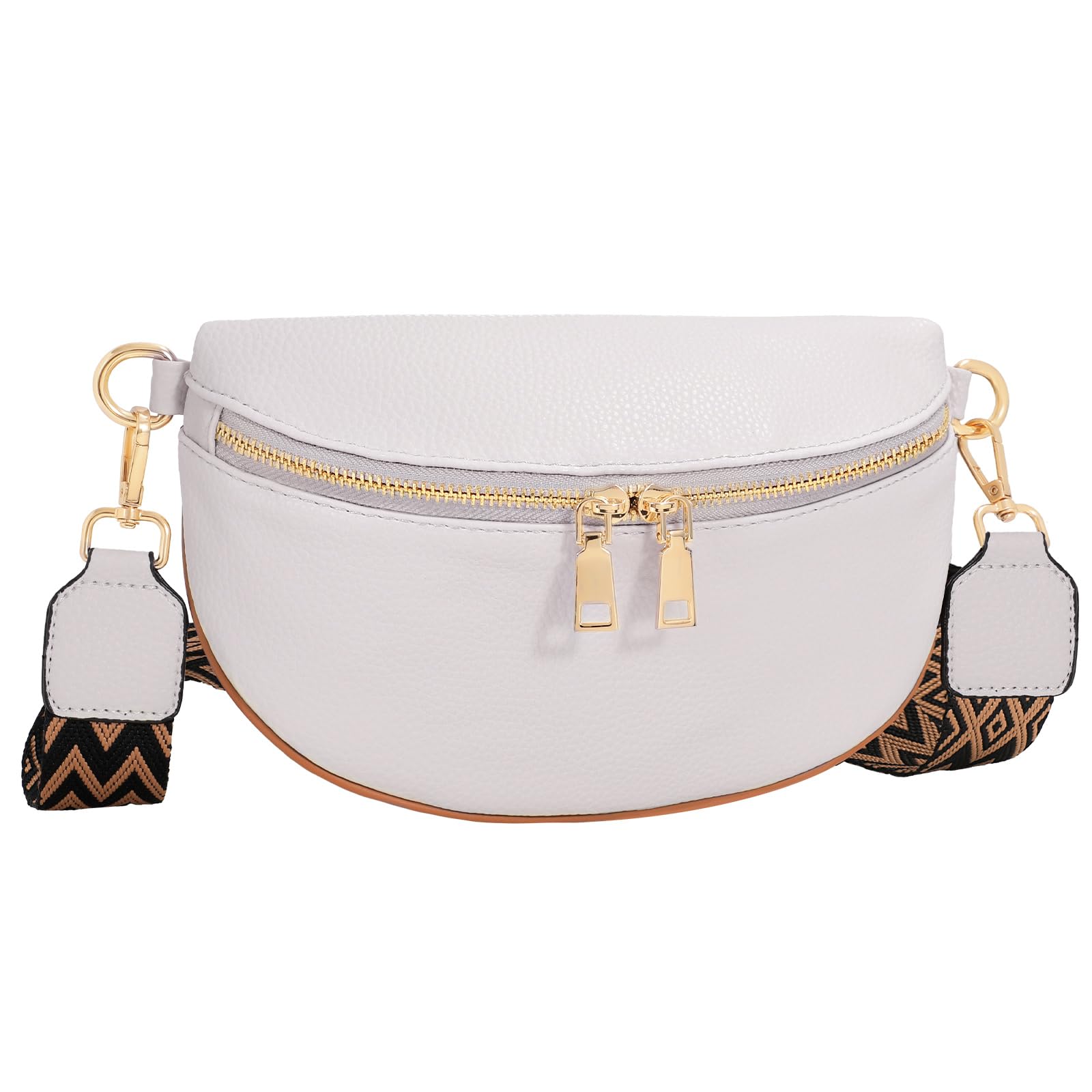 LEACOOLKEY Small Crossbody Sling Bag for Women Fanny Packs Faux Leather Chest Bag for Travel Anti Theft Crossbody Sling Purse