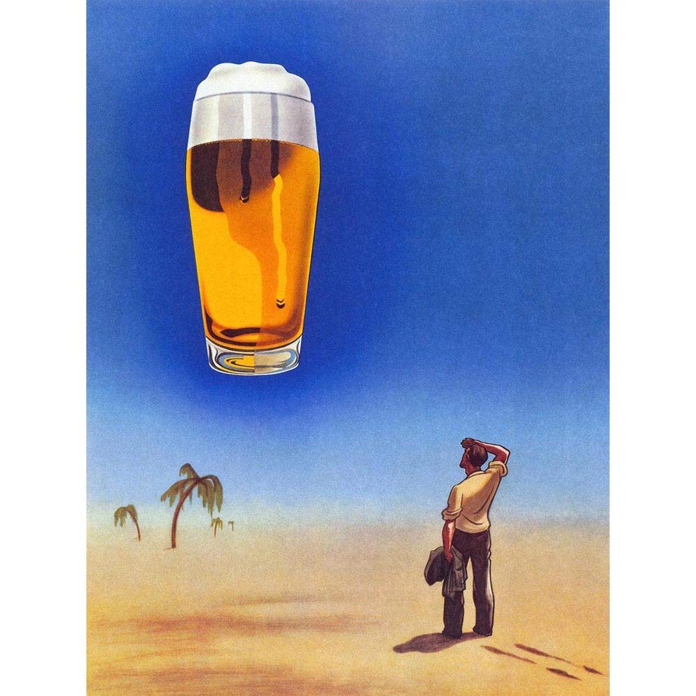 Wee Blue Coo Advert Beer Germany Sand Desert Mirage Art Print Poster Wall Decor 12X16 Inch