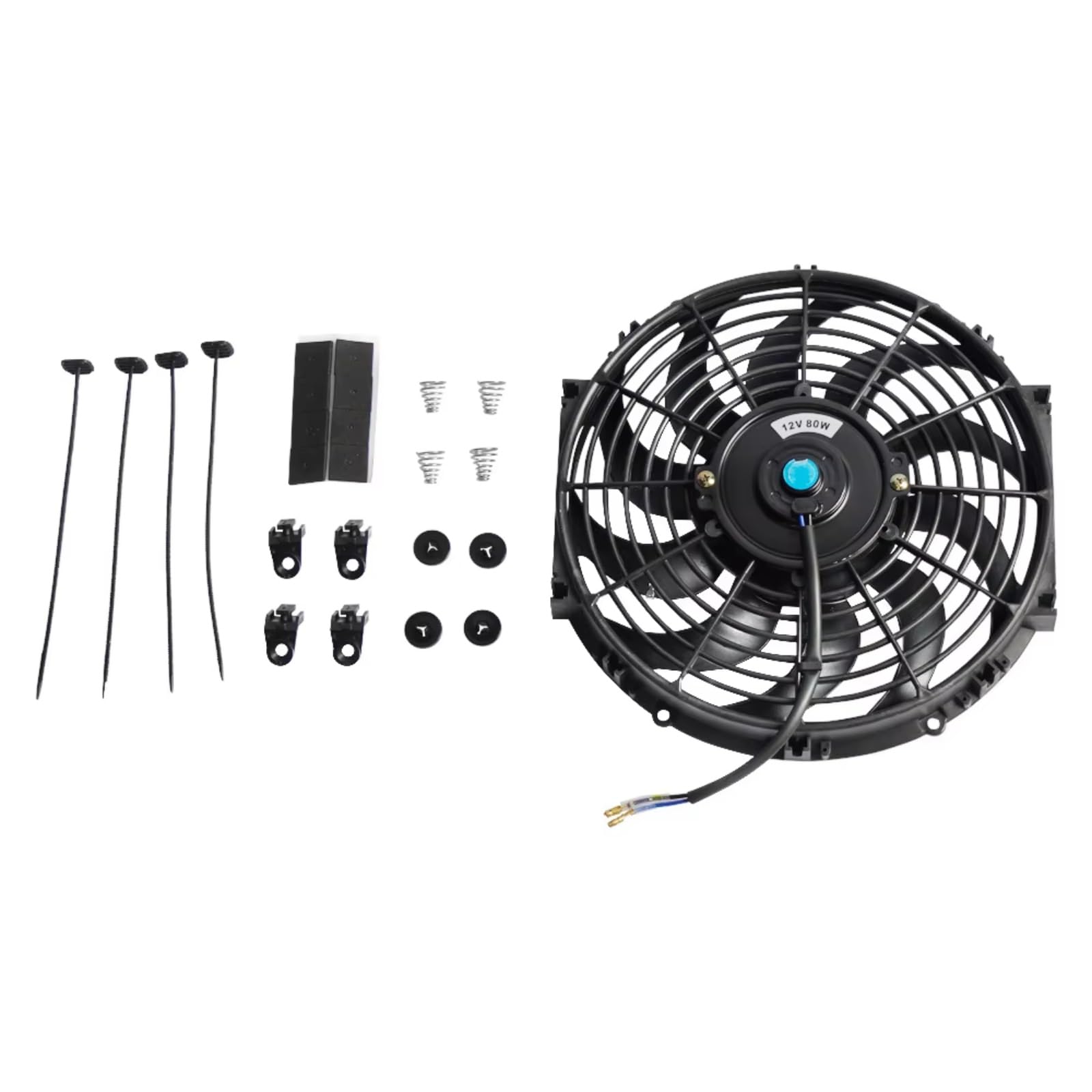 Ventilador Refrigeración Motor 10 Pulgadas Universal 12V 80W 2100RPM Aire Acondicionado Coche Ventilador Refrigeración Radiador Electrónico Cuchillas Kit Montaje Fresco Eléctrico