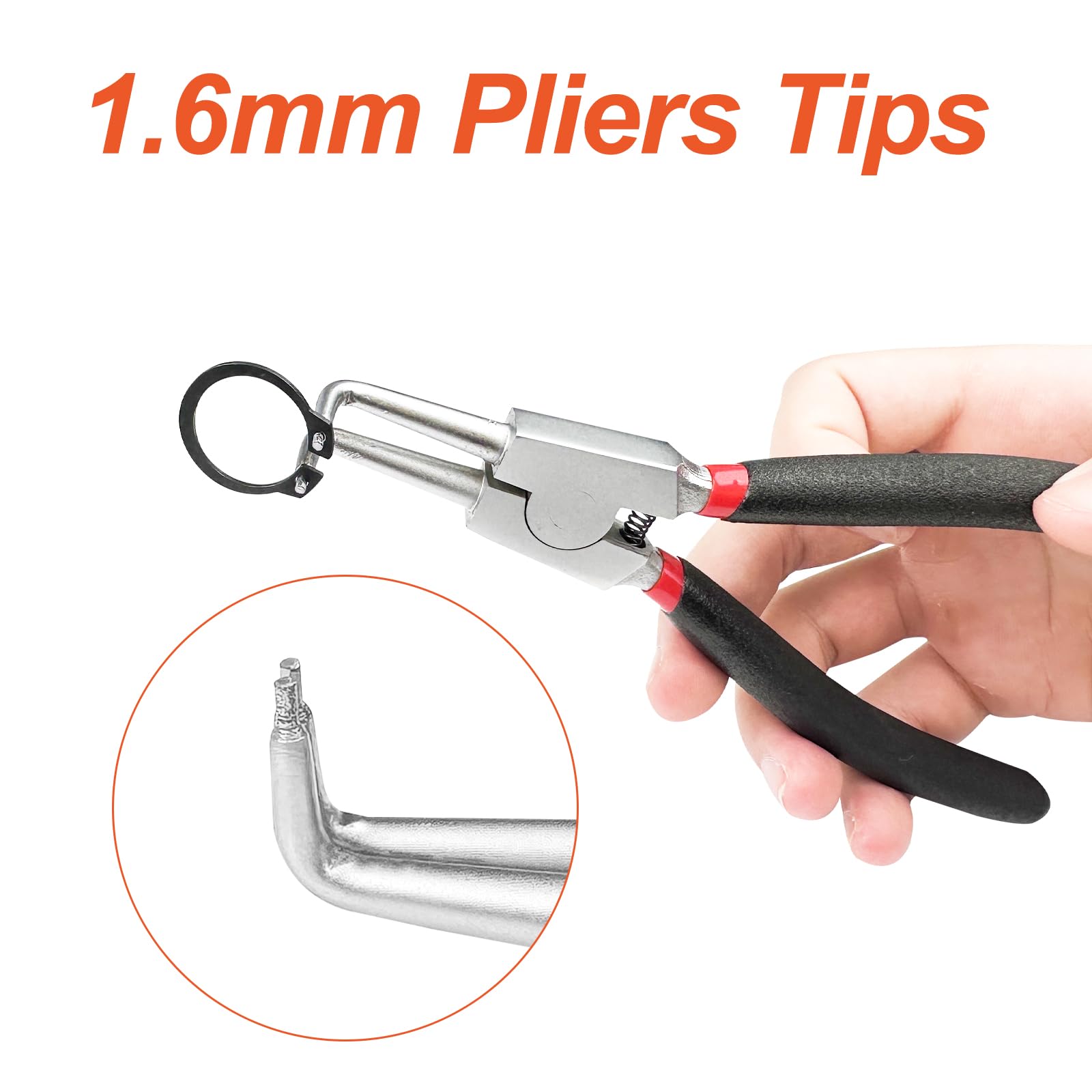 Ceisazira 4 alicates para anillos de seguridad con bolsa portátil, alicates de anillo de seguridad, alicates curvados, alicates de anillo de seguridad, alicates para exteriores, alicates interiores
