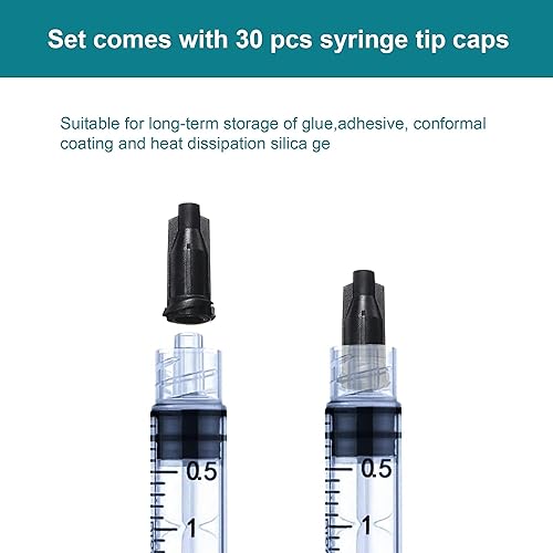 Miniatura 5 de Luer Lock - Juego de 30 jeringas de 0.1 onzas líquidas sin aguja de plástico, jeringas para pegamento y líquido (0.1 fl oz)
