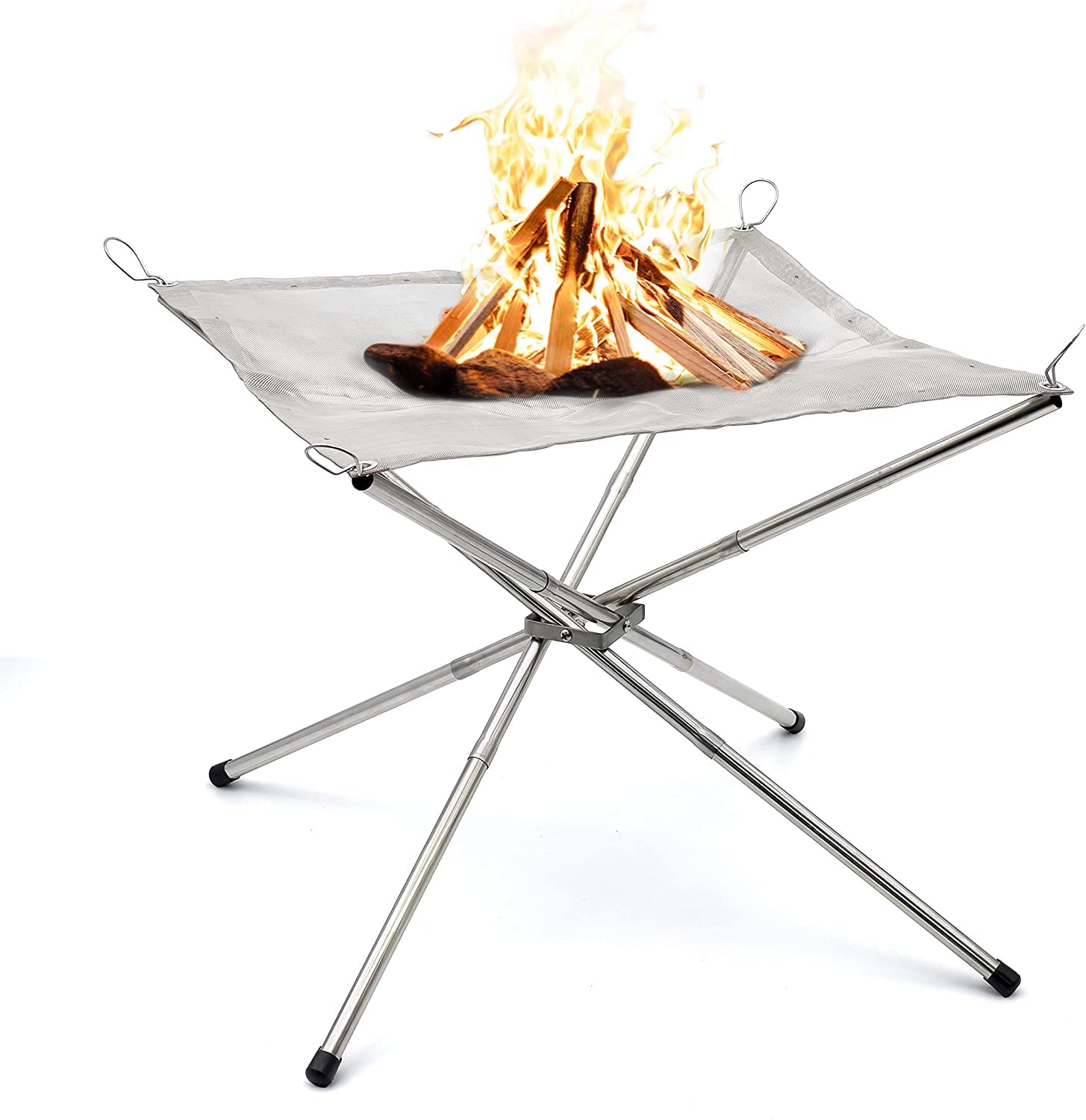 COOLBABY Outdoor Camping Fire Pit, Portable Lightweight Fire Pit Stand with Collapsible Stainless Steel Mesh for Camping X Fire Camping Fire Pit Stainless Steel Portable Fire Pit SEYYSKWJ SRK WHITE
