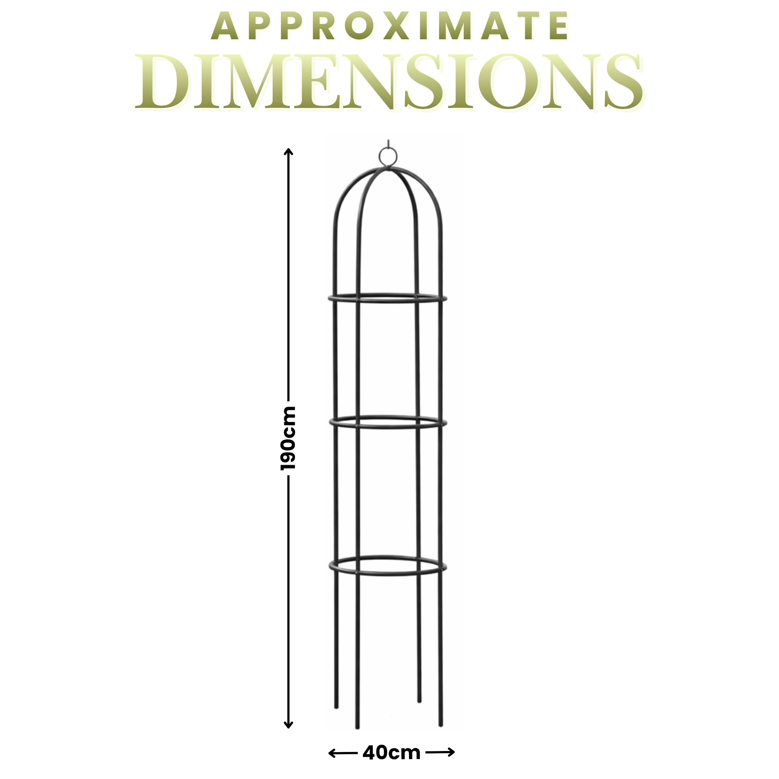 Garden Mile 2X Grand 2M Noir Métal Jardin Obélisque Résistant Solide Tubulaire Plante Cage pour Roses, Plantes Grimpantes Soutien Structure Décoration De Jardin