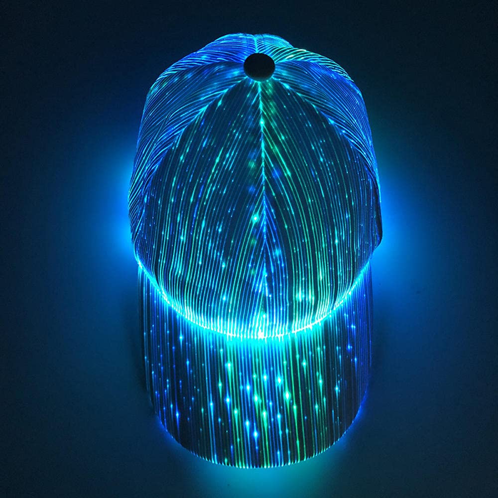 Berretto con Visiera Baseball Beretto Cappello Baseball Hat Cappellino Luminoso in Fibra Ottica A LED Berretto da Baseball Hip Hop Hip Hop Berretto da Baseball-Bianco_Codice