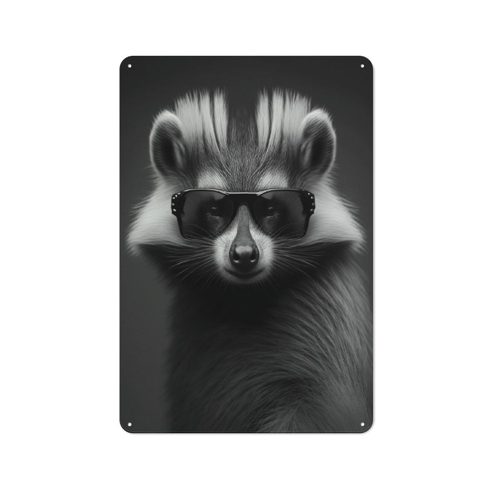 Junmoney Style-20 Tin Wall Plaque 30X20cm With Portrait Of A Skunk For Hallway Wall, Suited To Hallway Decor Lovers, For Retro Home Interiors