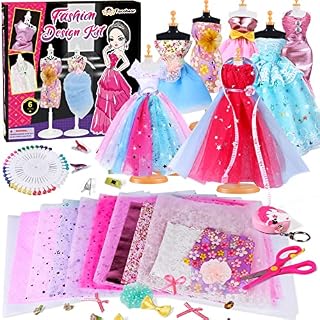 Tacobear Fashion Design for Kids Girls Toys Arts and Crafts Sewing Kits for Children Fashion Studio Sketchbook Mannequin Doll Clothes Fashion Designer Gifts for 6 7 8 9 10 11 12 Years Old