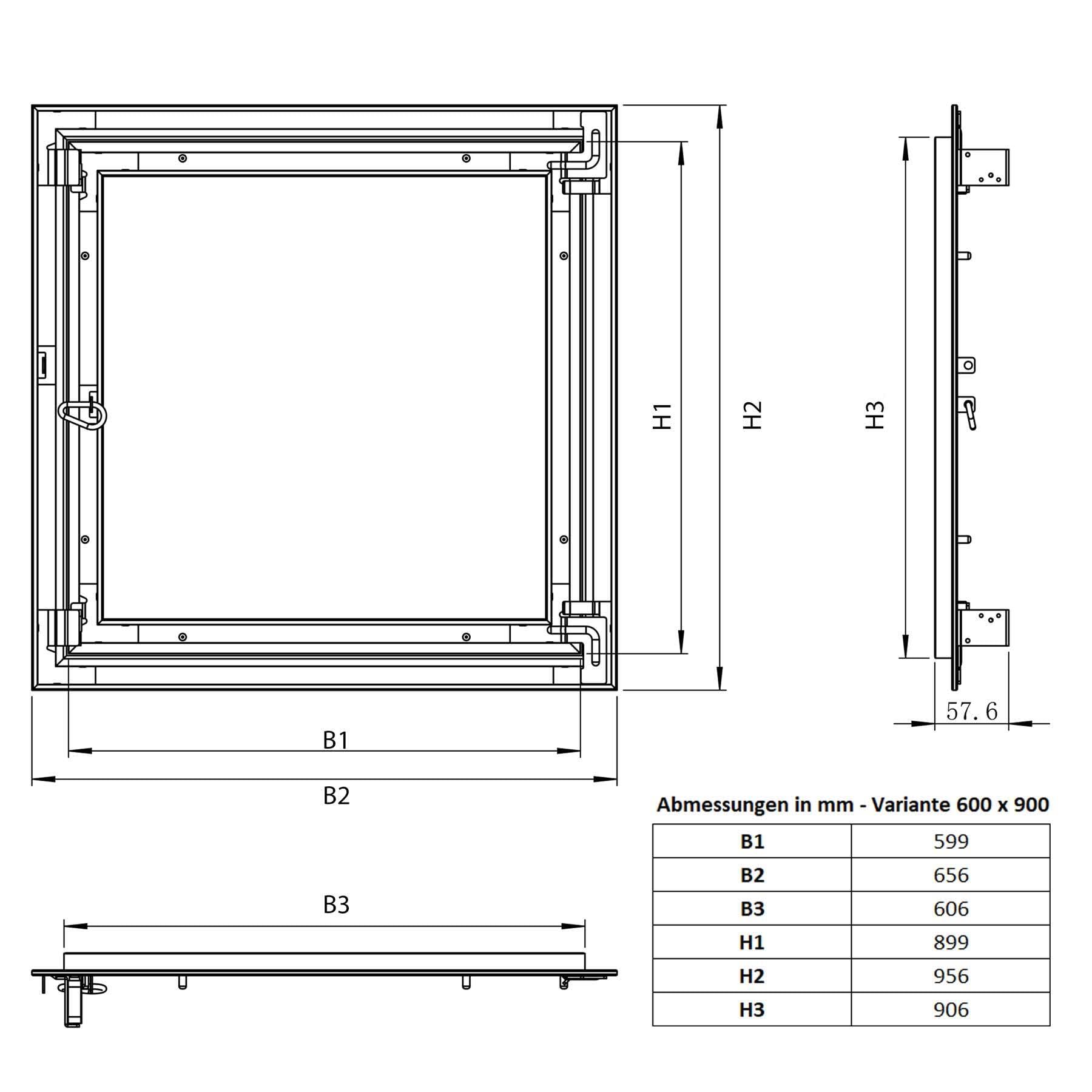 Revisionsklappe Trockenbau 600 x 900 mm - Revisionstür - Wartungsklappe mit 12,5 mm imprägnierter GK-Einlage und Druckverschluss - aus korrosionsbeständigem Aluminium - befliesbar - MW multi werkzeug