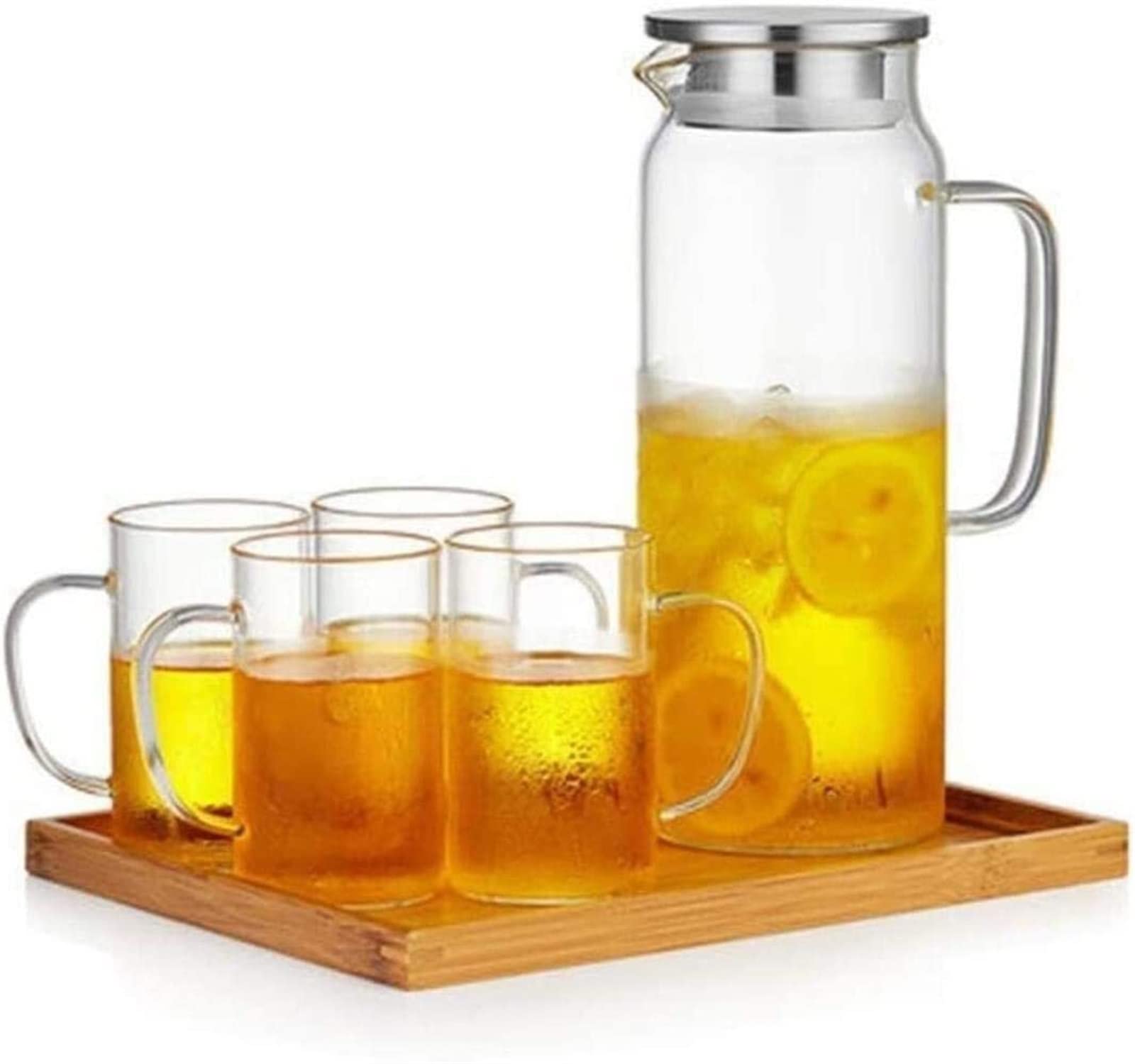 Tetera Taza de tetera Jarra de vidrio con tapa Tetera de hielo Resistente al calor Muy adecuado for té helado Café Café Leche y jugo Cepillo de limpieza libre Resistente al calor ( Size : 21.8x10cm )