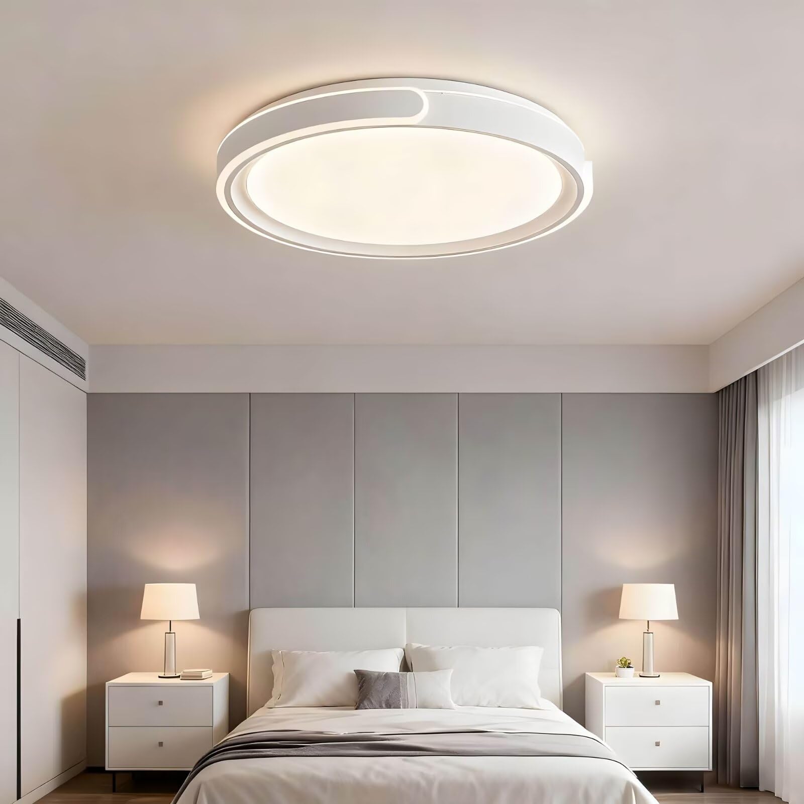 ASJK Plafoniere LED Rotonda da Soffitto Dimmerabile 96W, 8600LM, con design Moderno. 3000k- 6500K, adatta ad soggiorno, cucina, camera da Letto o corridoio. 50cm Bianco