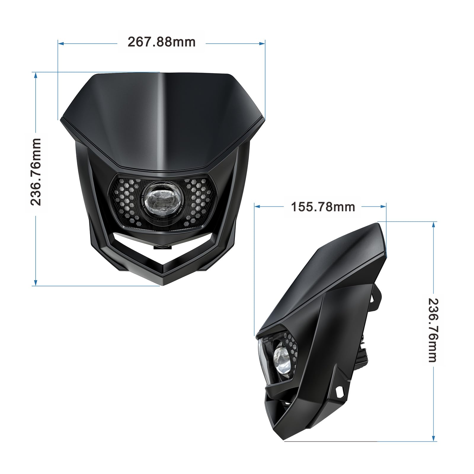 Universal Motorrad LED Scheinwerfer mit Tagfahrlicht, kompatibel mit KTM Enduro Supermoto EXC Dirt Bike (Schwarz)