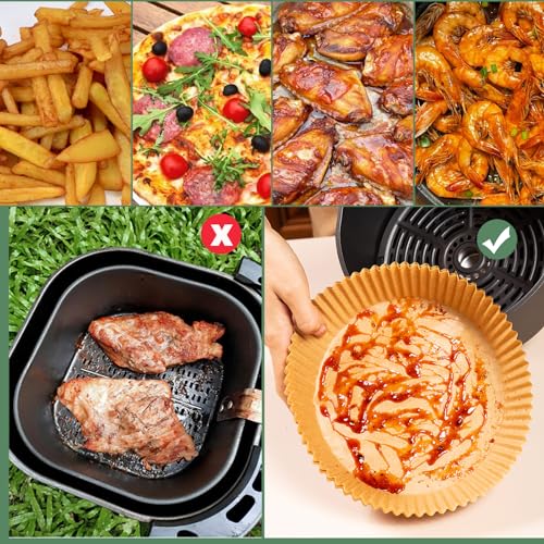 Image of Air Fryer Liners Disposable,200Pcs Parchment Paper for 5-8QT Air Fryer,LYHOLKEER 8inch Round Disposable Air Fryer Paper Liners for Ninja AF101 AF150 AF161 Max XL,Non-Stick,Free of Bleach