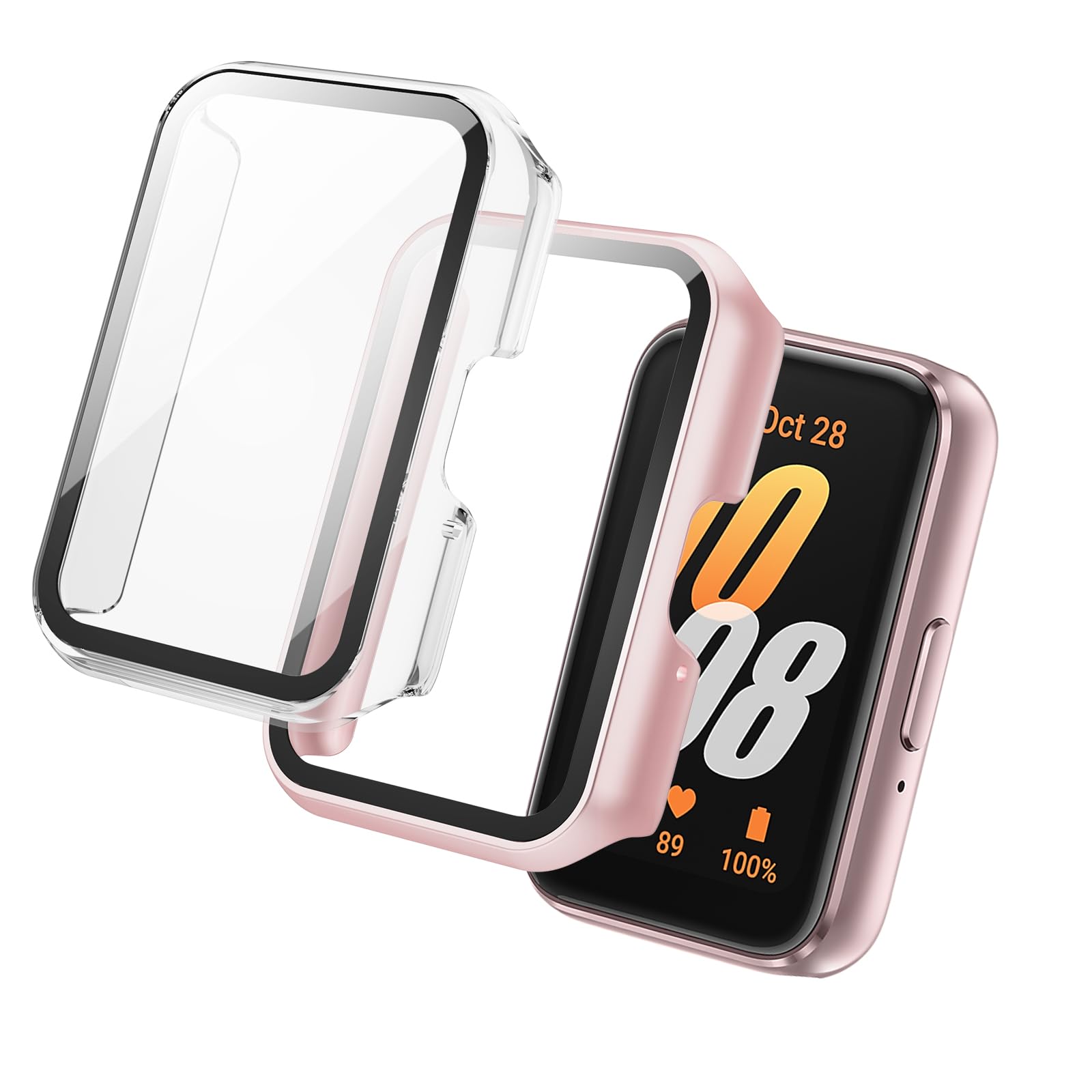 Tuocal 2 Stück Hülle Kompatibel für Samsung Galaxy Fit 3 Schutzhülle mit Displayschutz, 360° Rundum Ultradünn Hard PC Kratzfester Schutz Case für Samsung Galaxy Fit 3, Schwarz