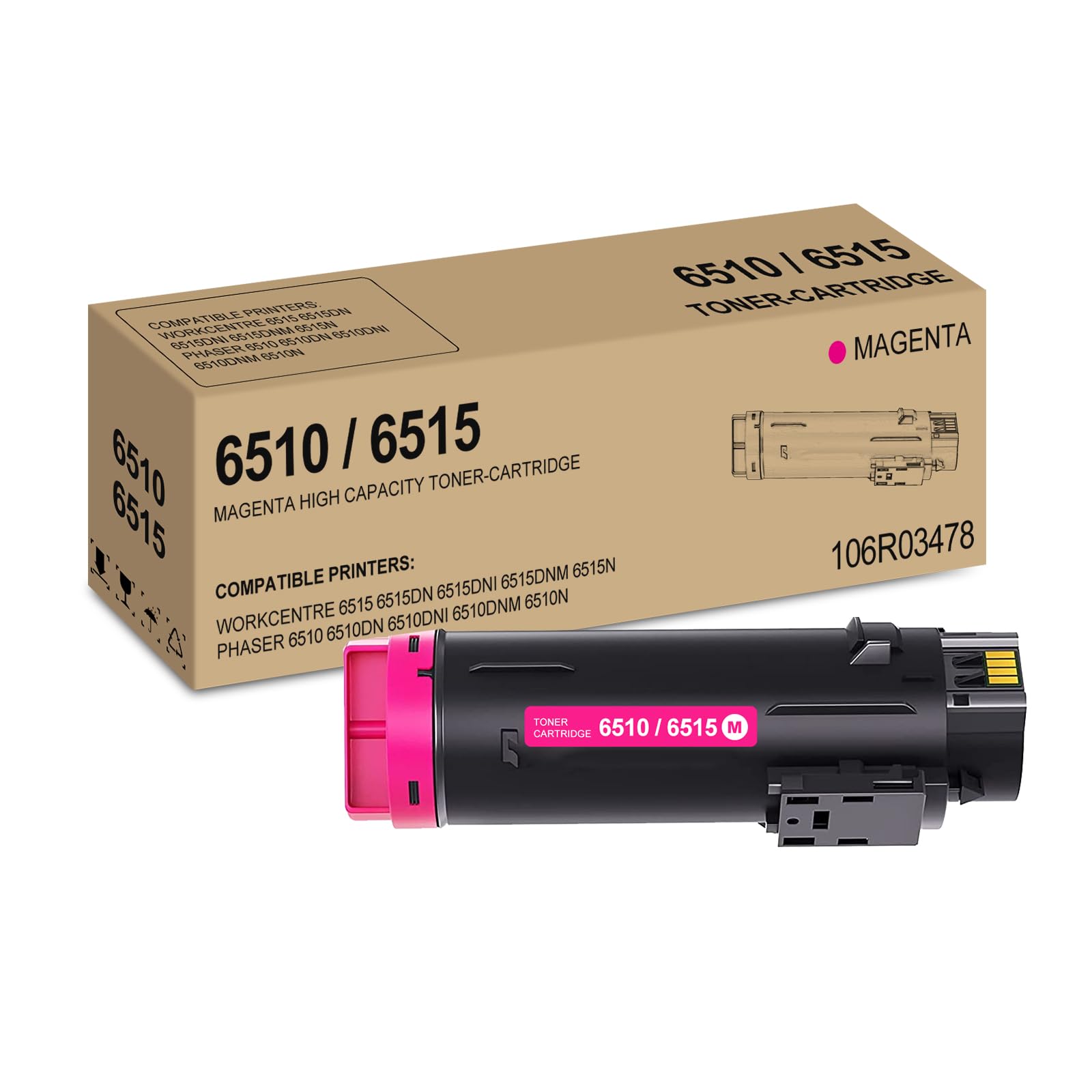 Phaser 6510 / Workcentre 6515 Magenta High Capacity Toner-Cartridge Compatible for Xerox 106R03478 for Xerox WorkCentre 6515DN 6515DNI 6515DNM 6515N,