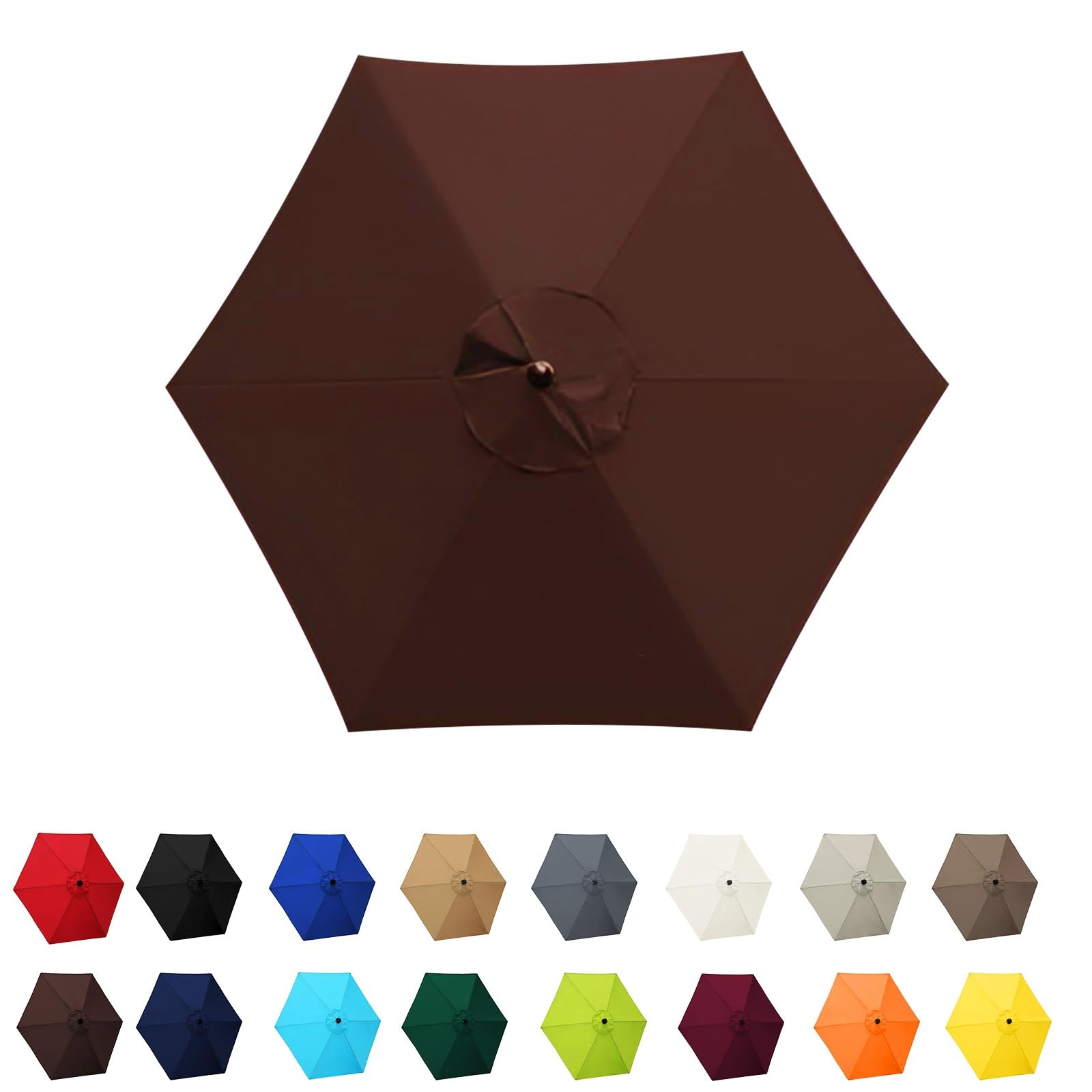 Garden Parasol Canopy Cover, 2m 2.30m 2.7m 3.0m Market Table Umbrella Canopy, patio umbrella replacement canopy,for Patio Market Table Umbrella Garden Parasol Canopy Cover(Brown,6ribs:2.7m/8.8ft) — image 1