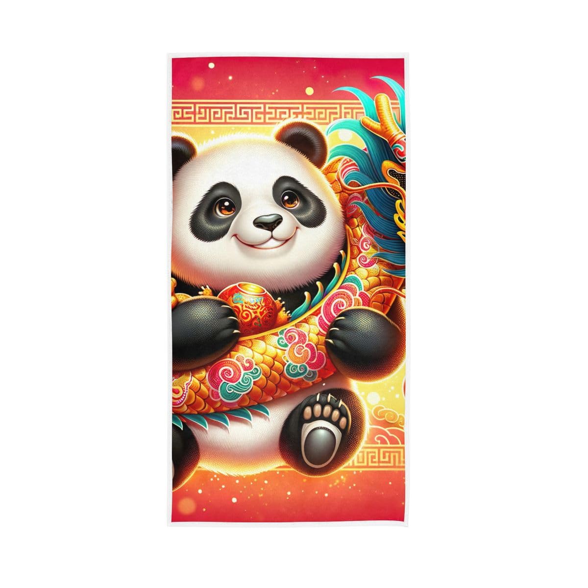 LSRCPD Chinese New Year Cute Panda Dragon Bathroom Hand Towels Decorative, Hand Towels for Bathroom, Travel, Camp, Hotel, Spa 15 x 30 Inches