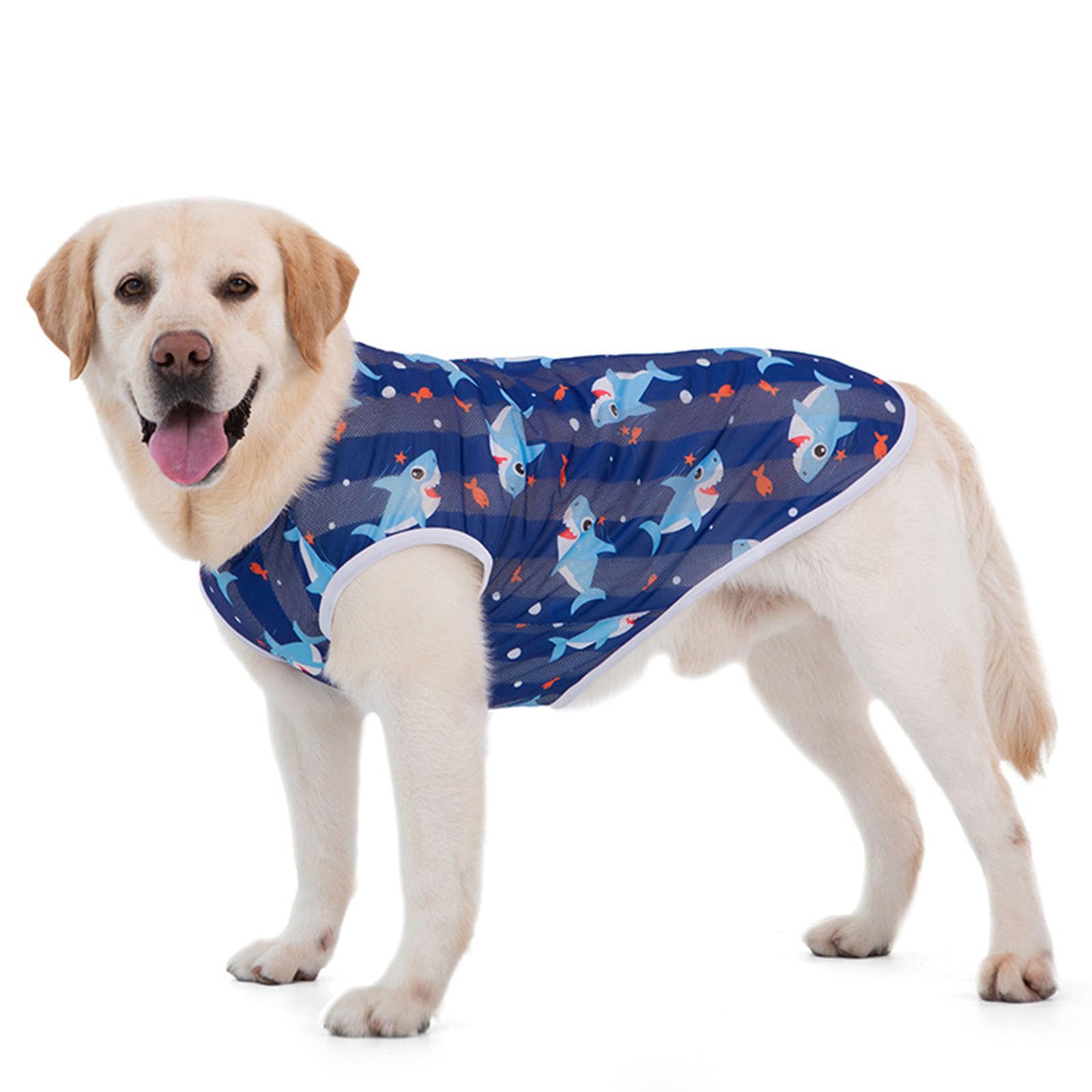 BT Bear Dog Cooling Shirt Quick Dry Sun Protection Dog Cooling T shirt Breathable Mesh Cool Vest for Medium Large Dogs,Blue Shark 5XL