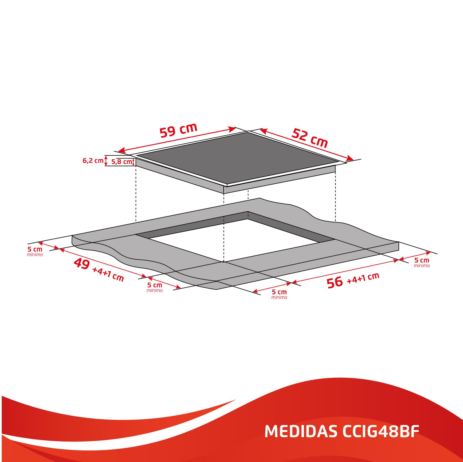 Corberó - Placa de Inducción 60cm | CCIG48BF | 6800 W | 4 Zonas | Control Táctil | Temporizador 99 Min | 9 Niveles Potencia | Booster | Bloqueo Infantil | Negro