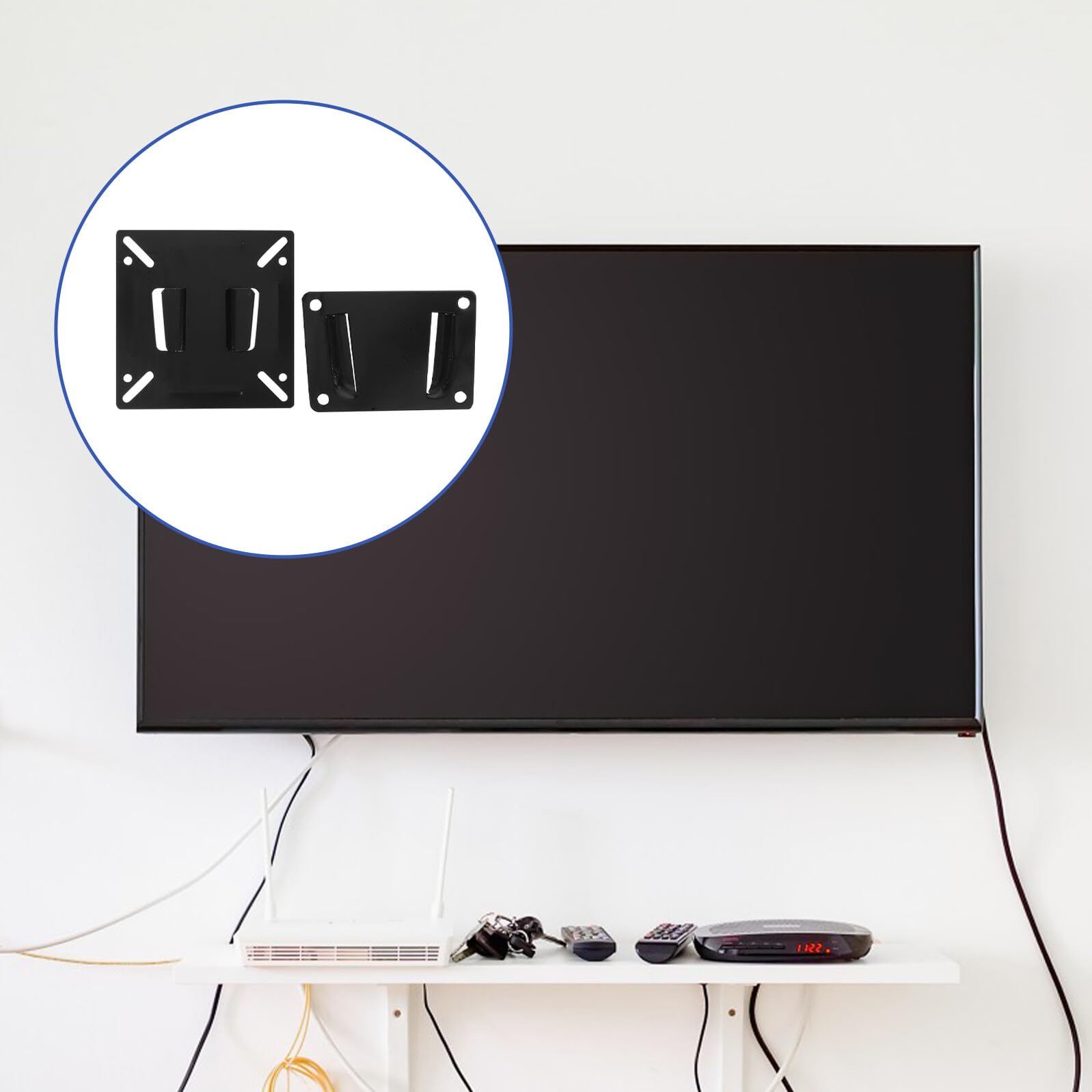 Mikinona 8 pezzi Staffa da Parete per Monitor Supporto in Ferro per Tv LCD e Cornici Digitali Rotazione Multidirezionale per Casa e Ufficio