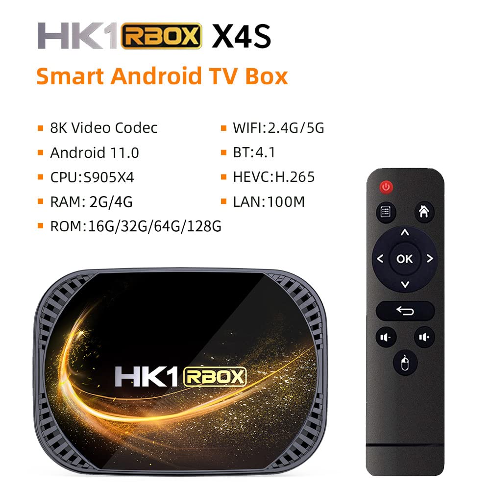 HK1RBOX X4S Android TV Box – Amlogic S905X4 Cortex-A55, 4 GB RAM 64 GB di archiviazione, Android 11.0, decodifica 8K, USB 3.0 e WiFi AC Dual-Band
