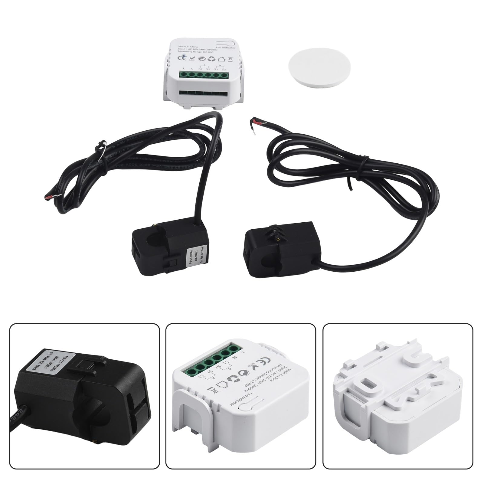 EasyByMall Tuya - Medidor de energía inteligente, monitor de energía bidireccional de 2 canales, medidor de electricidad WiFi con abrazadera CT para gestión de energía en el hogar