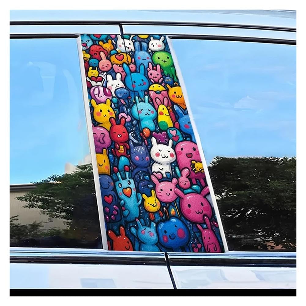 Body Parts Car Center Pillar Protection Stickers Cartoon Rabbit Pattern Scratch Resistant Film