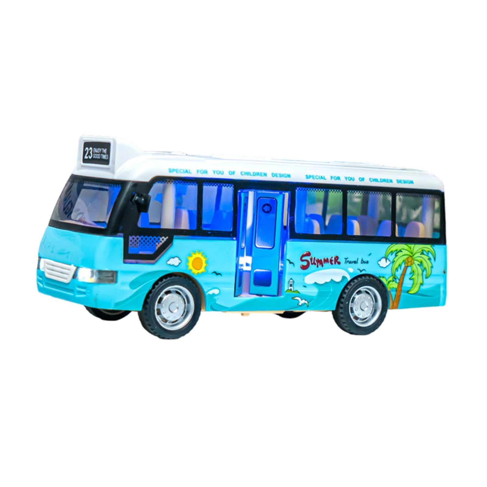DuskHaven Spielzeugbus für Kinder, Trägheitsantrieb, Robustes Fahrzeug, Bus mit Geräuschen Und Lichtern, Spielzeugauto Modell für Jungen, Blau