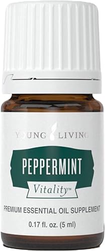 Young Living - Aceite esencial de menta vitality, 100% puro, de grado terapéutico, para uso culinario, botella de 0.2 fl oz para aromaterapia y