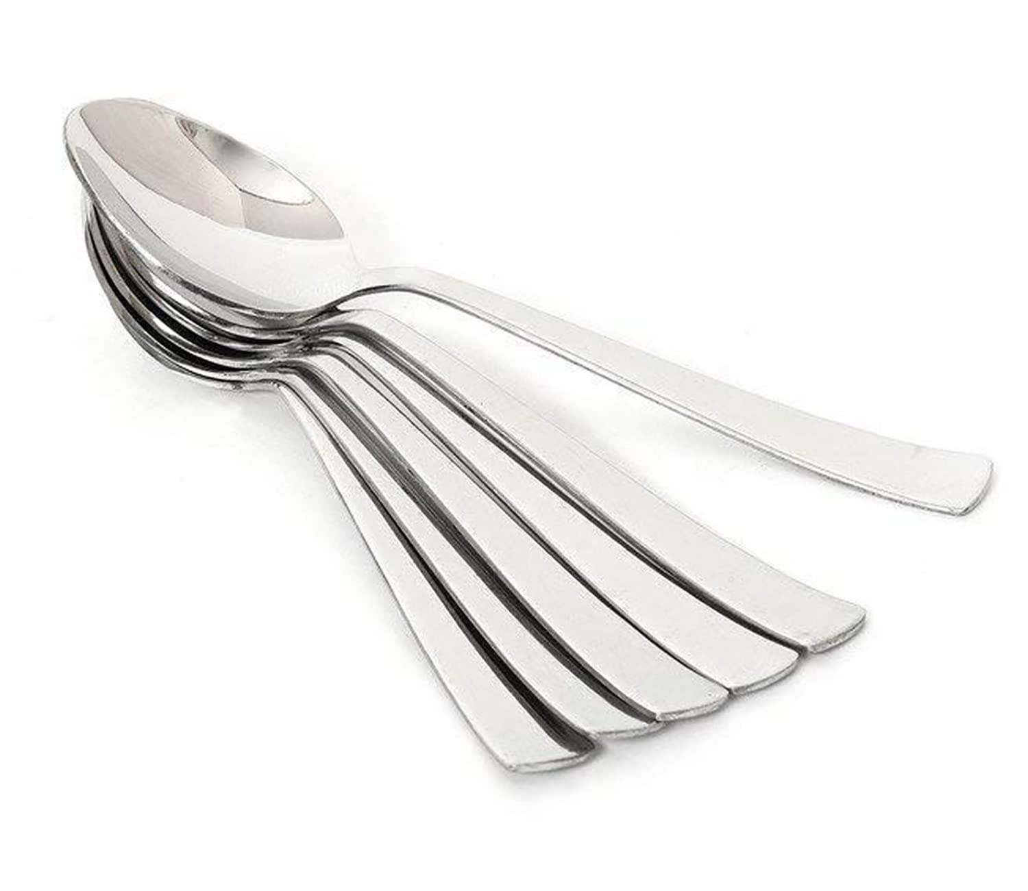 Set di 12 cucchiai da tavola in acciaio inox con manico in plastica, colore: argento