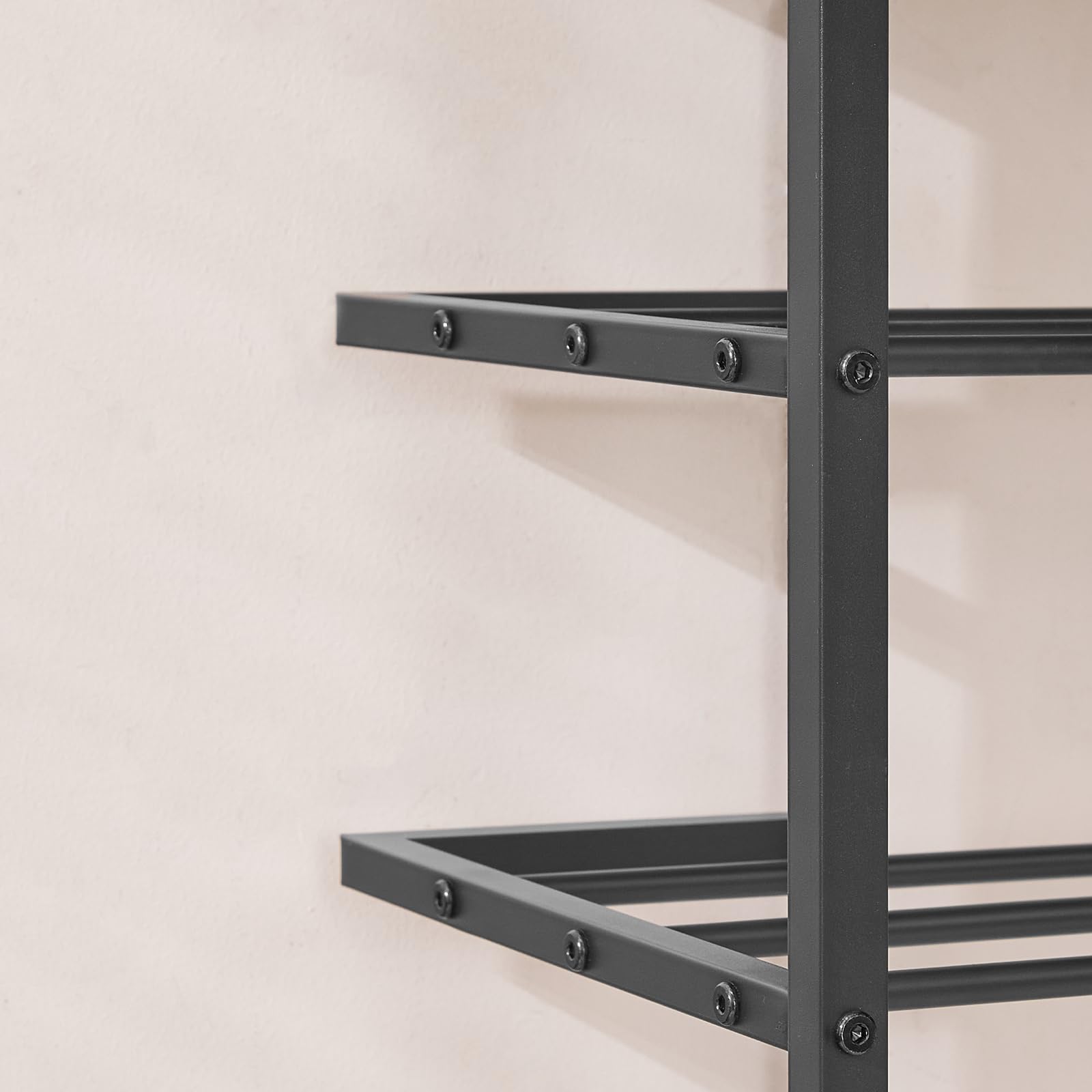 HOOBRO Scarpiera a 5 Livelli in Stile Industriale, Scaffale Portascarpe, Struttura in Metallo con Base a U e Piedini Regolabili, Marrone Vintage e Nero EBF54XJ01