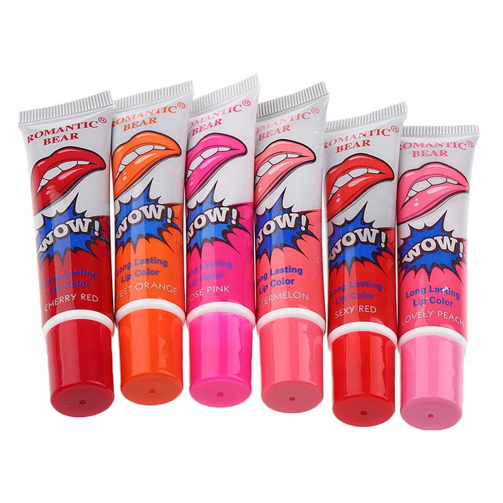 WANGCL Lip Glosses Set 6pcs Colors Lipstick Lip Stain Tint Peel Off Water-resistant Long Lasting for Makeup Beauty Party