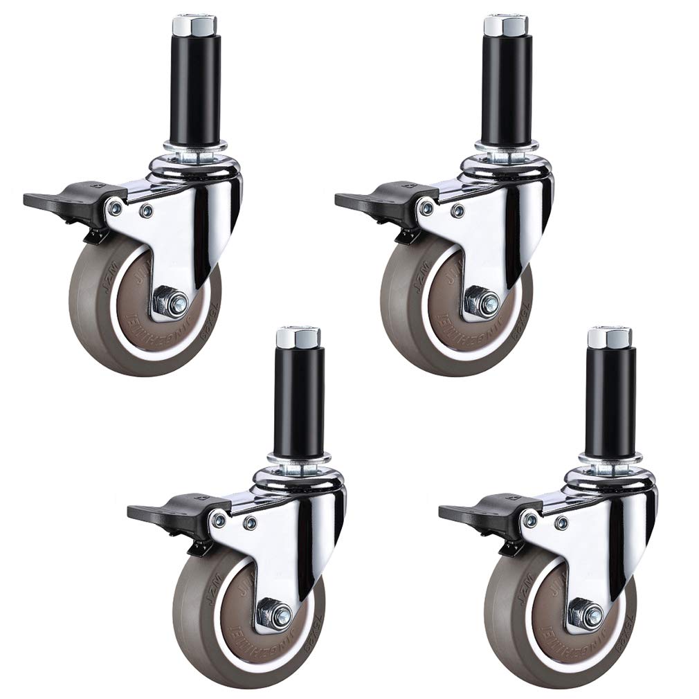 Roulettes de chariots mobiles robustes 240kg avec tige standard pour meubles en TPE