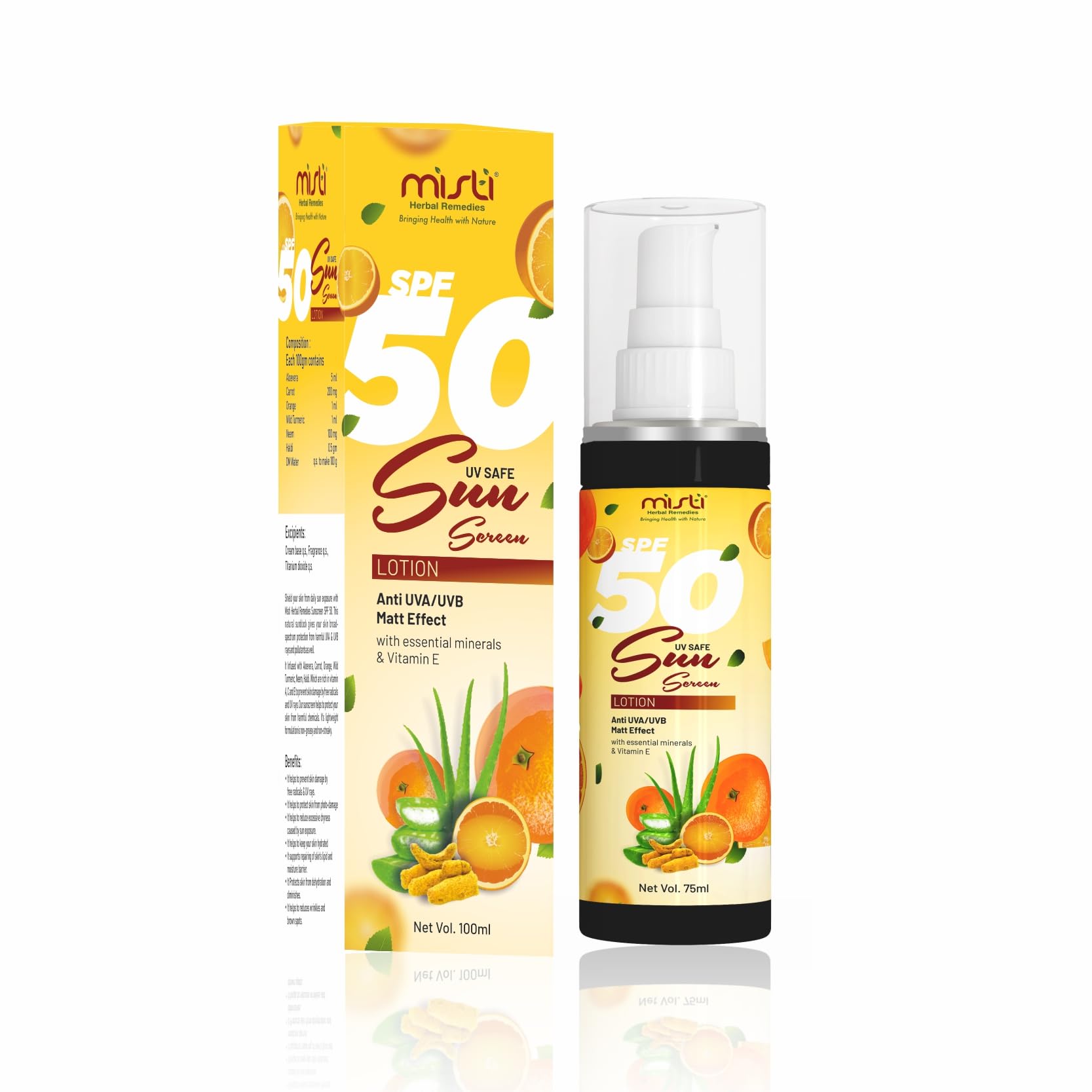 Misti Sunscreen Lotion - 75ml | No White Cast | Protects Skin From UVA/UVB Rays | Prevents Tanning | Gives Bluelight Protection | For Men And Women