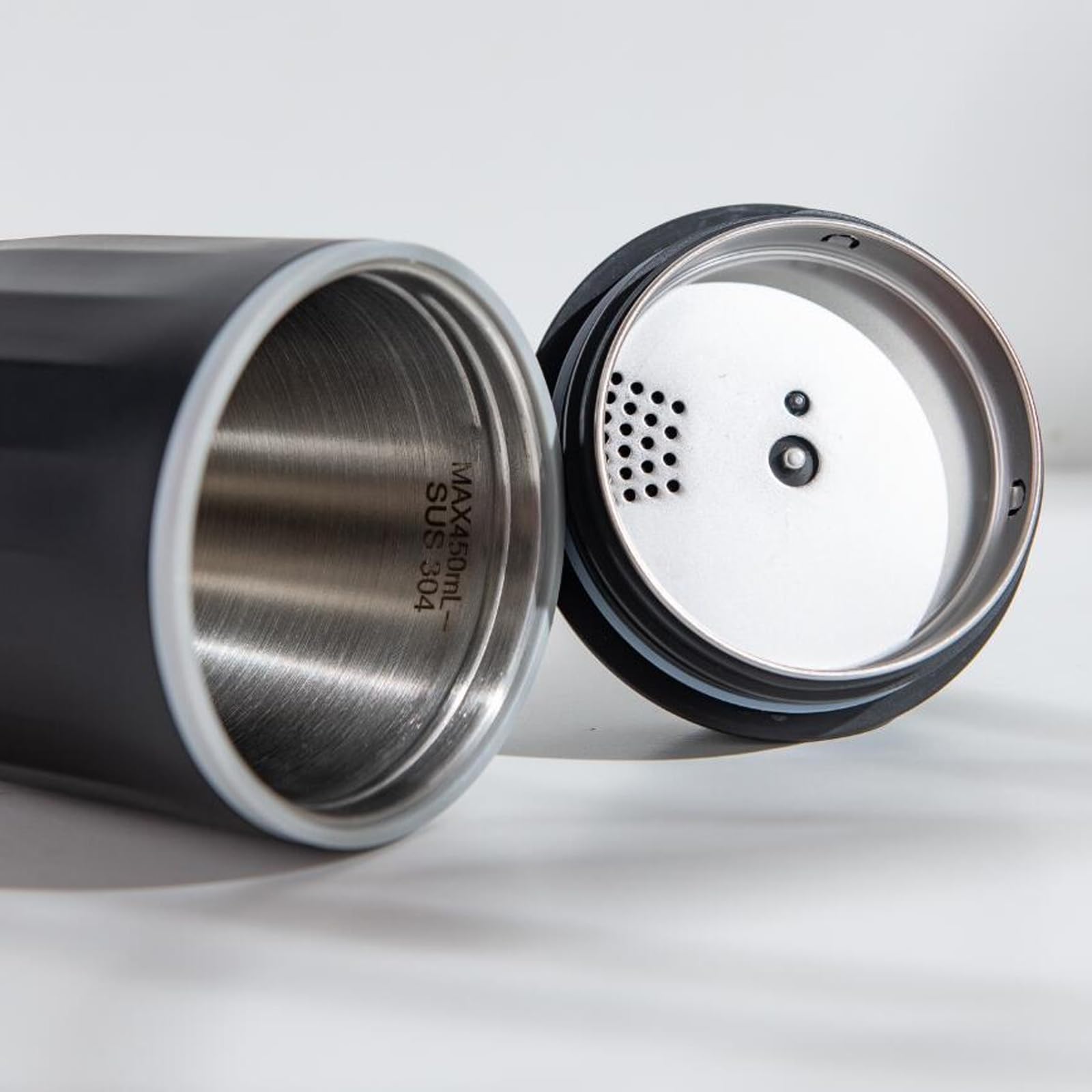 Taza de calentamiento del vehículo con apagado automático, taza de acero inoxidable portátil de 500 ml, taza de calefacción eléctrica para viajes por carretera con pantalla LED y viajes diarios
