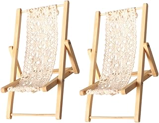 STAHAD 2 Peças Mini Cadeira De Praia Reclinável Modelo De Sofá Reclinável Para Casa Reclinável Madeira Algodão Decorar Casa De Boneca Ob11