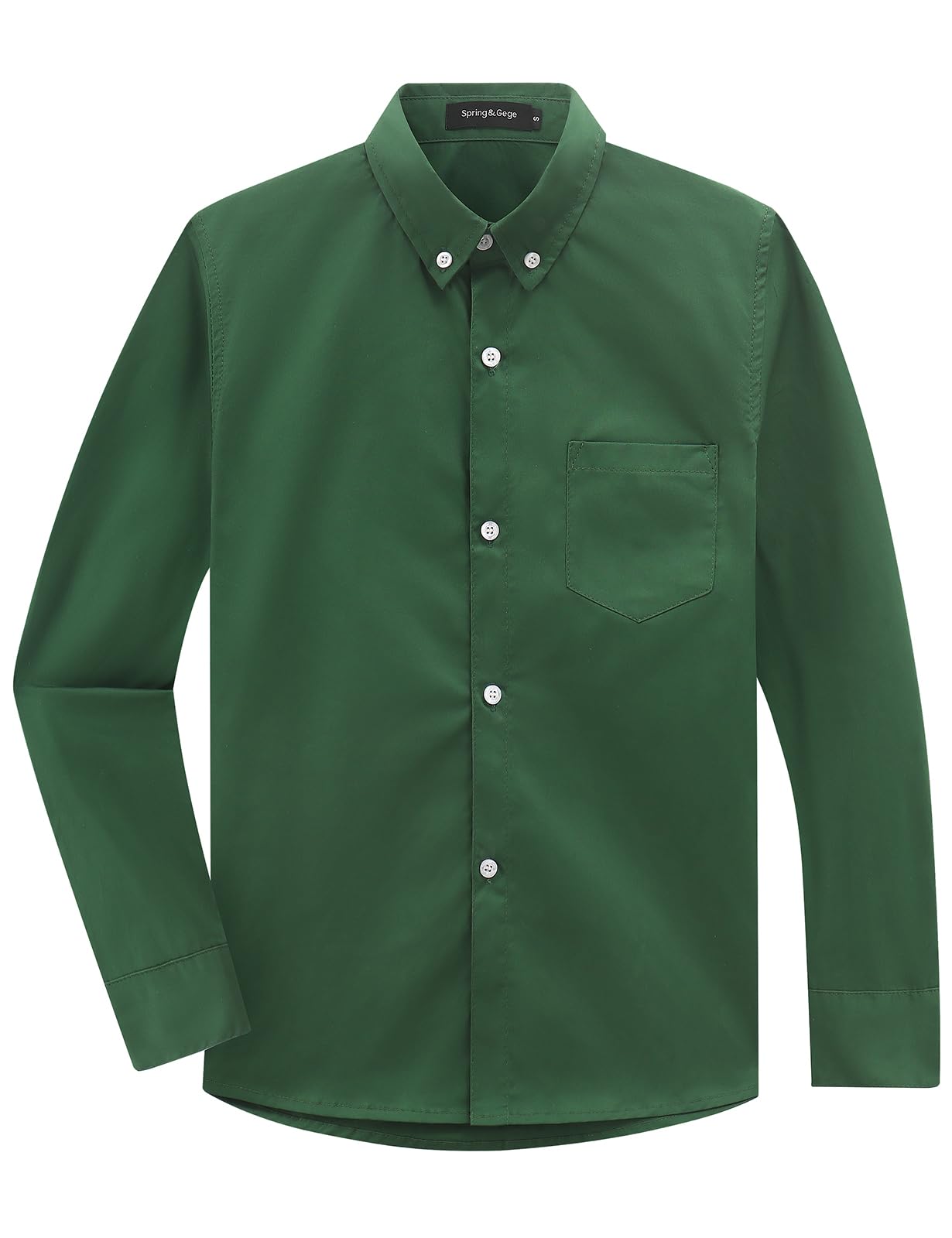 Spring&Gege Chemise boutonnée à manches longues en sergé tissé pour garçon