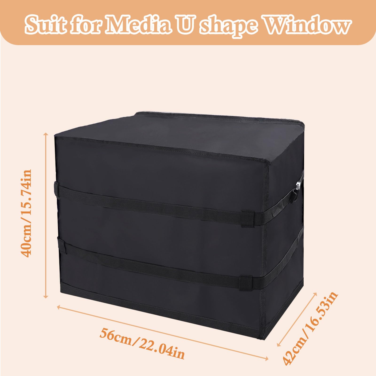 600D Osłona klimatyzatora w kształcie litery U do użytku na zewnątrz, kompatybilna z 8000/10000/12000 BTU, wodoszczelna, wiatroszczelna, zimowa osłona klimatyzacji z regulowanymi paskami (56 x 40 x 42