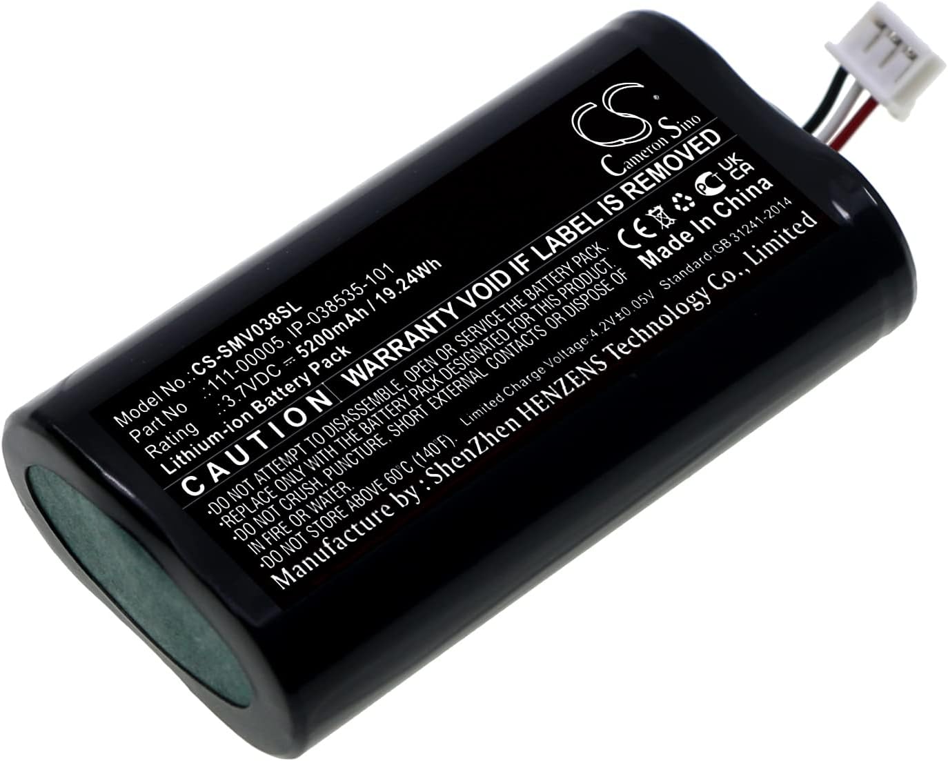 CS Battery for Sonos Roam PN:Sonos 111-00005, IP-038535-101 5200mAh / 19.24Wh